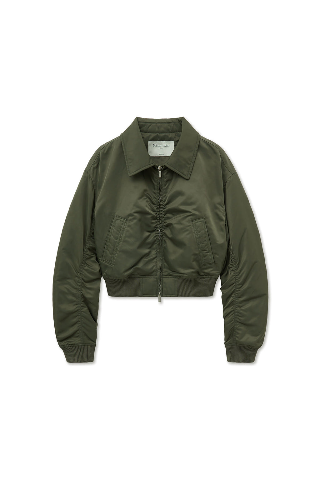 Matinkim Applique Logo Shirring Bomber Jumper For Women IN Khaki