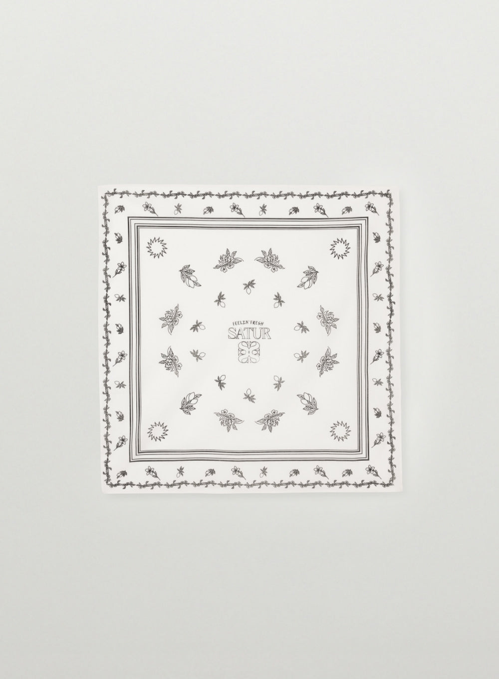 Satur Graphic Cotton Scarf - White