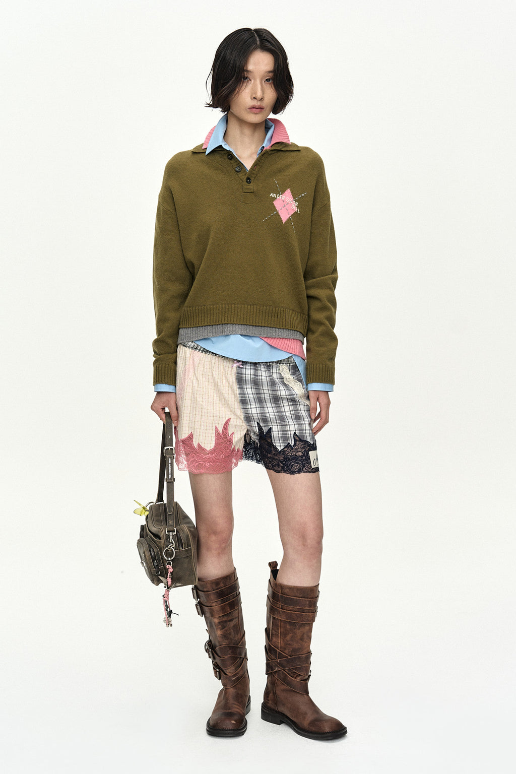 Andersson Bell Lace & Check Embroidered Boxer Shorts