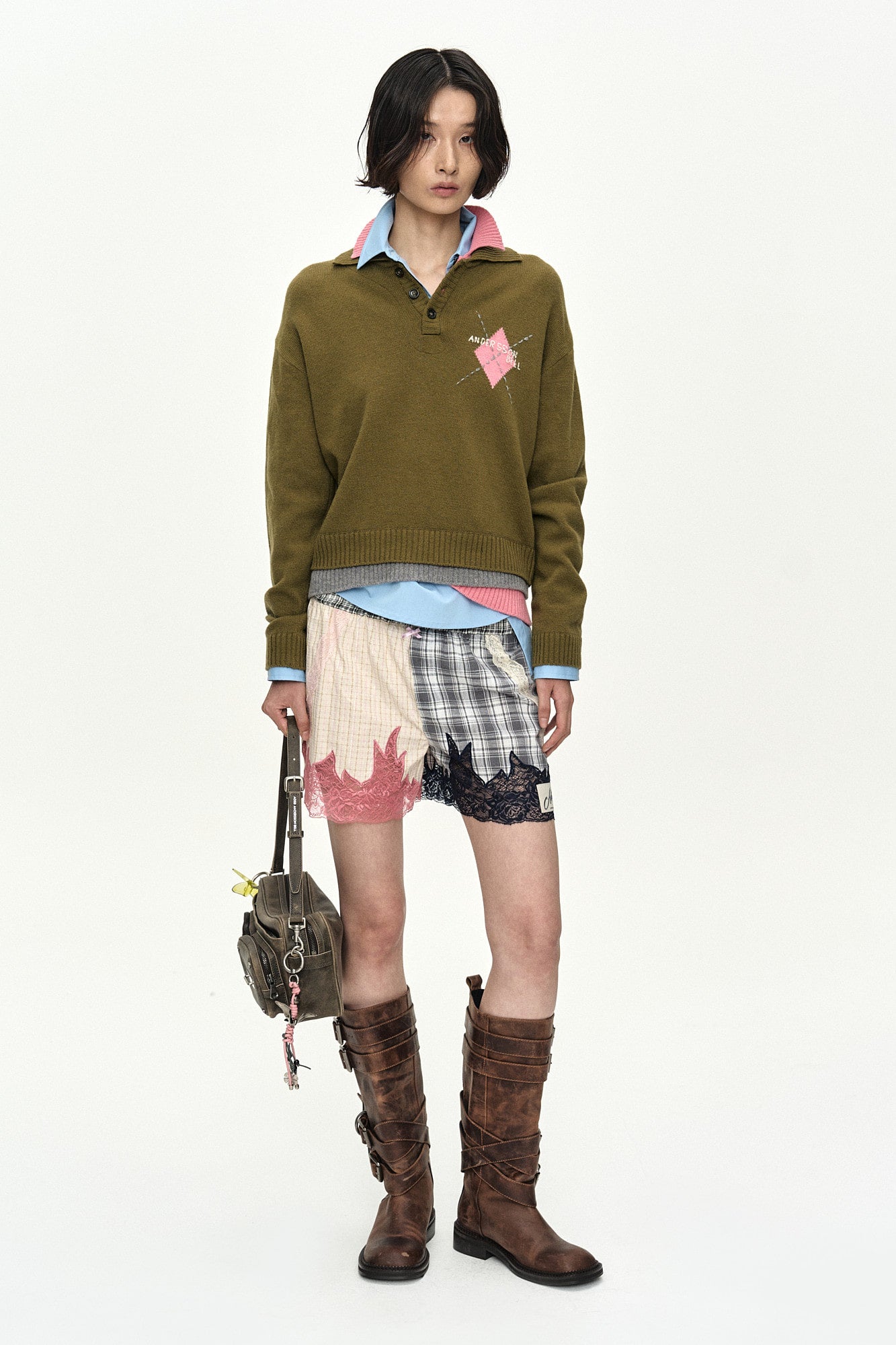 Andersson Bell Lace & Check Embroidered Boxer Shorts
