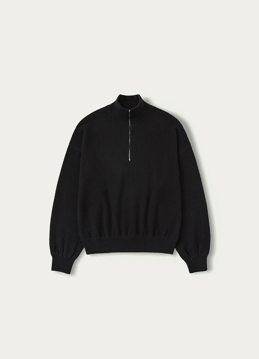 Nothing Written Soft collar half zip-up (Black)