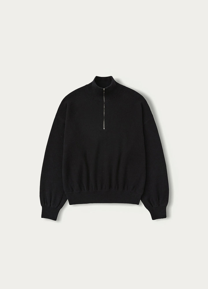 Nothing Written Soft collar half zip-up (Black)