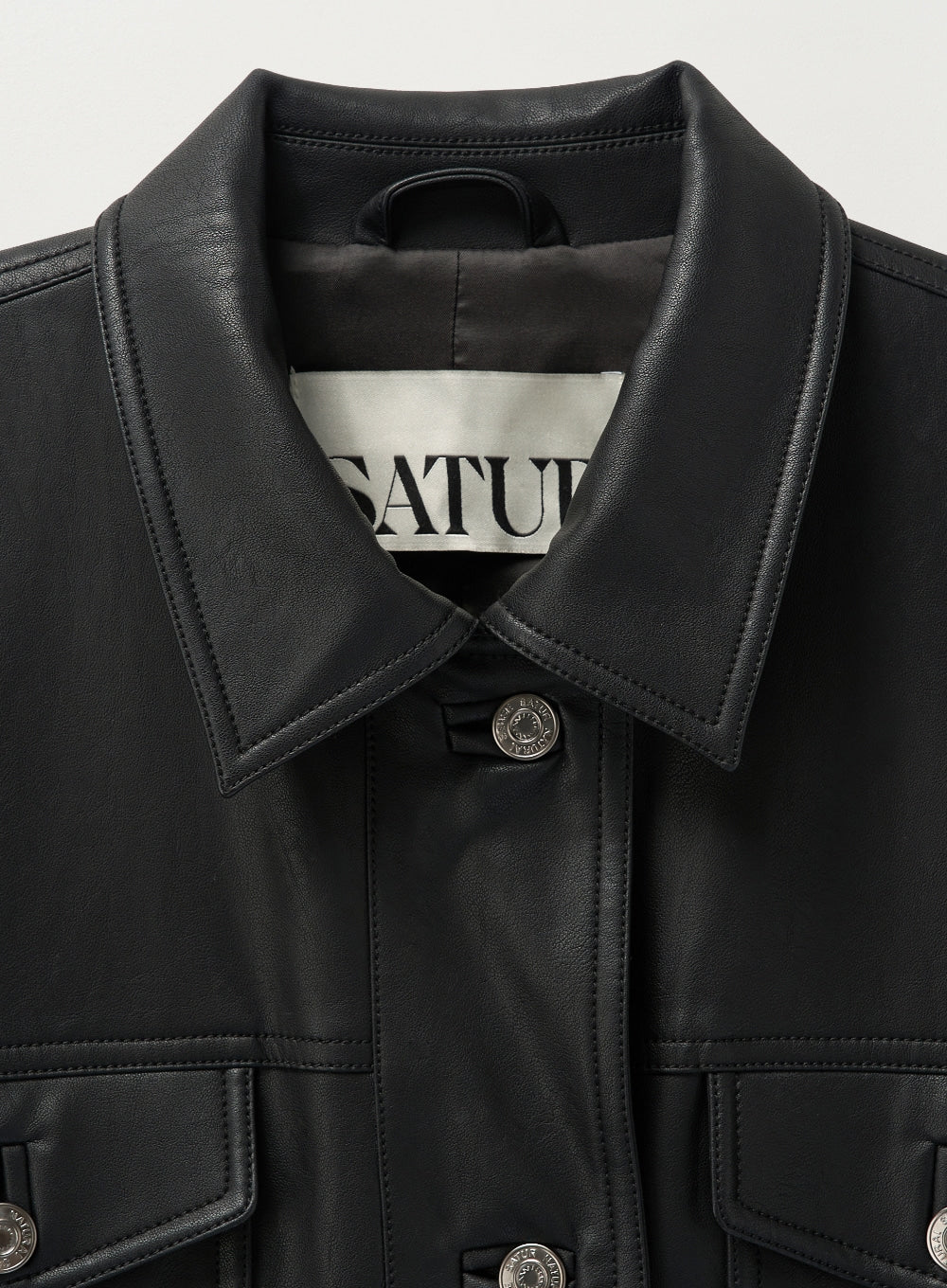 [satur] (W) Loose Fit Open Collar Jacket - Black