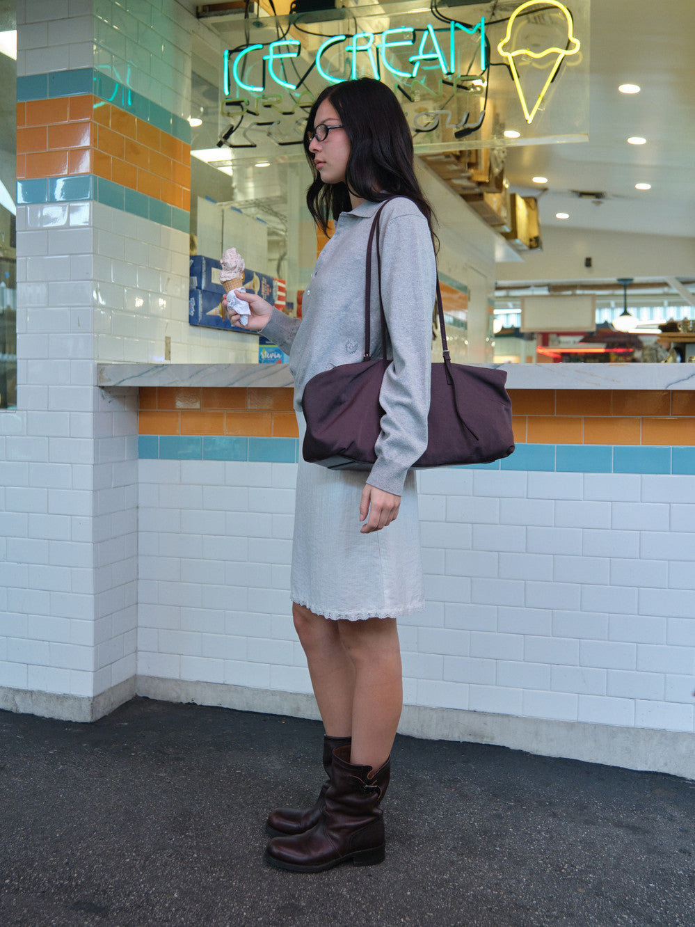 [Low Classic] Polo Sweater_Melange Grey
