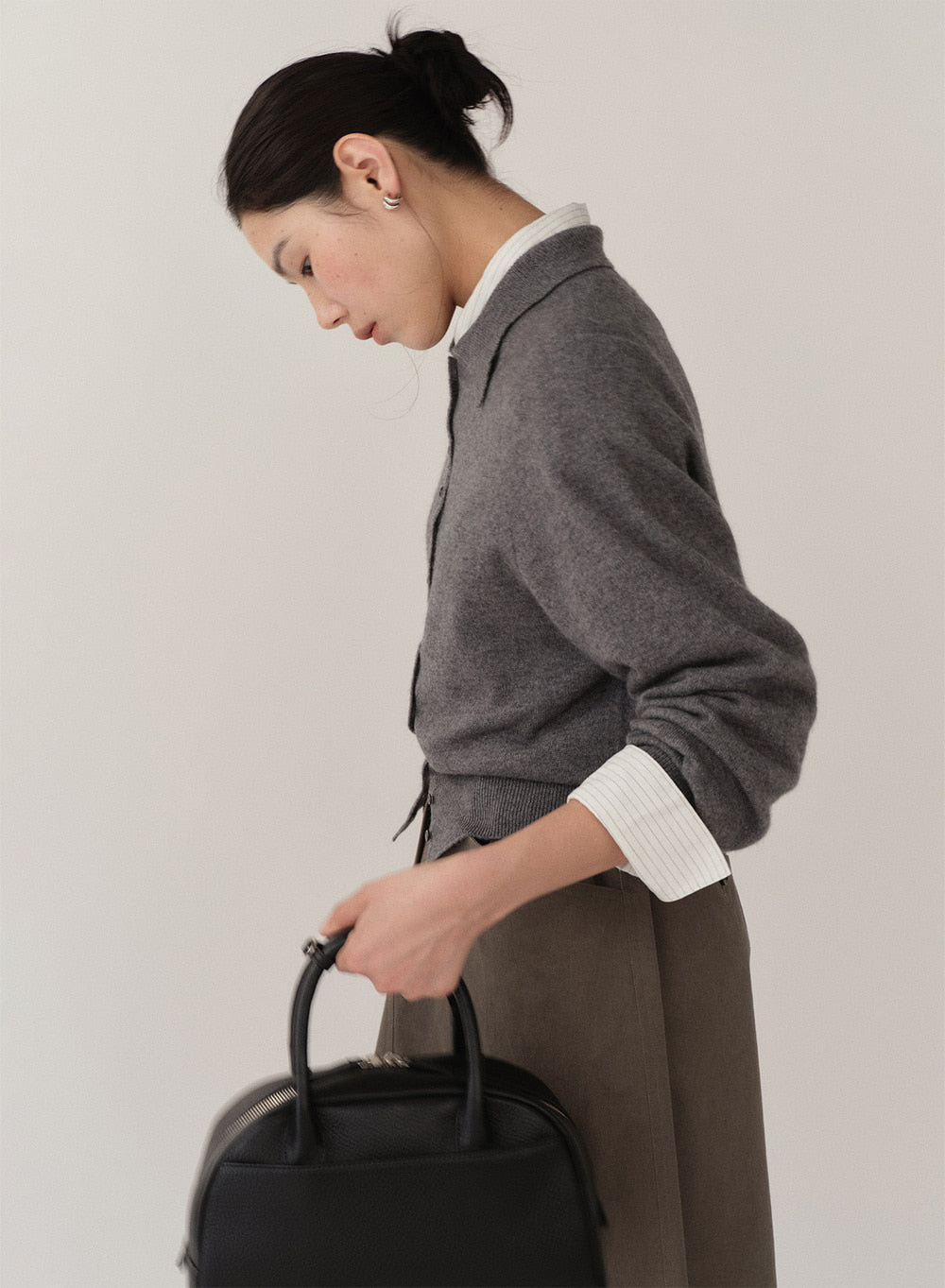 Kindersalmon Cashmere Cardigan Melange-Gray
