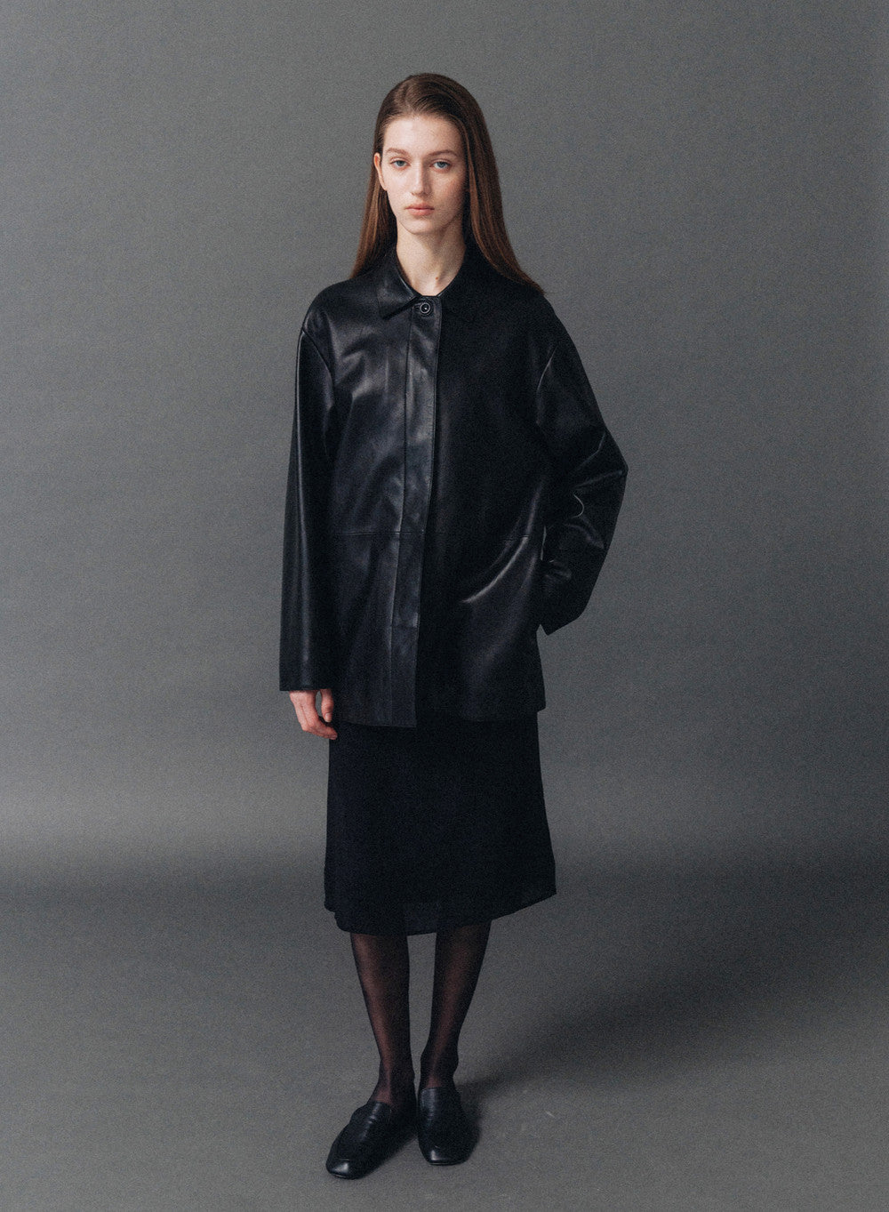 Kindersalmon Dune Lambskin Leather Jacket Black
