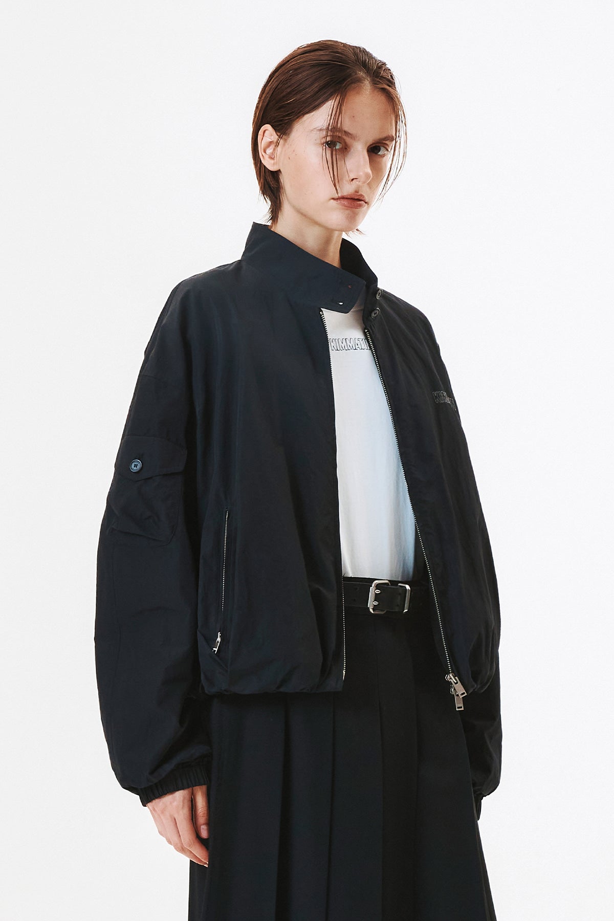 Matinkim Logo Embroidery Balloon Jumper IN Black