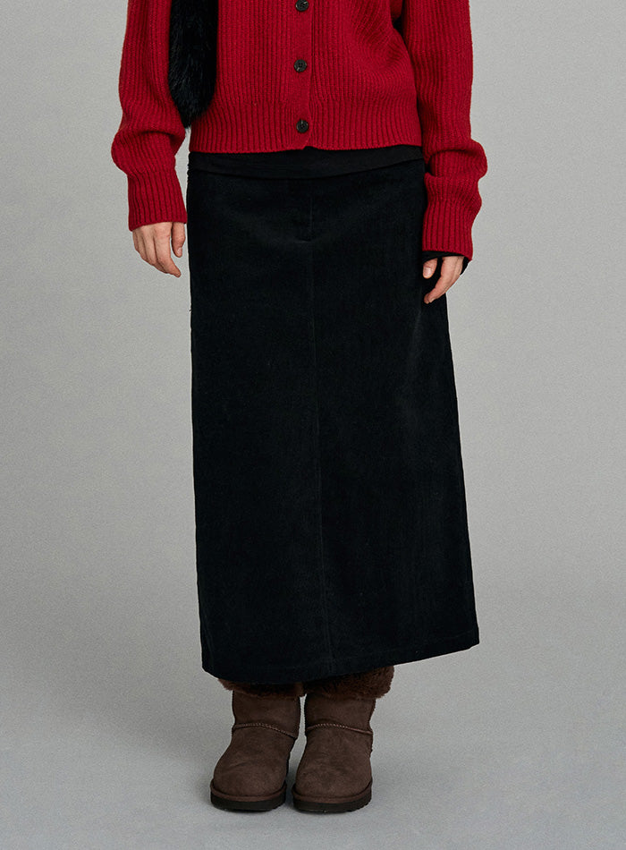 Mango Maniplease Plee Corduroy Skirt Black