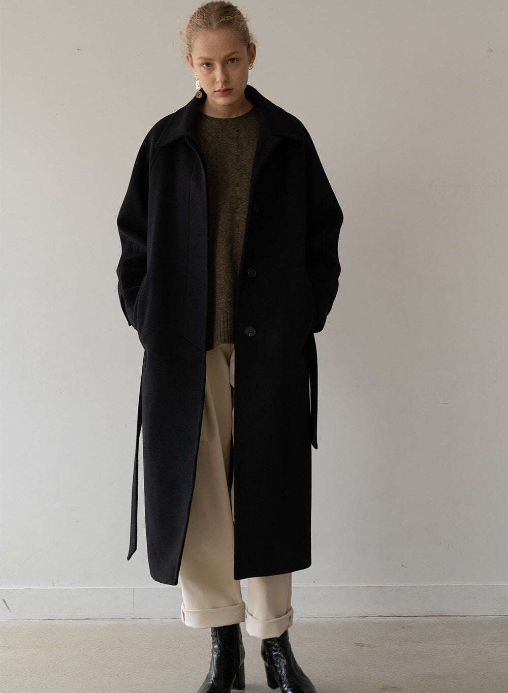 Kindersalmon Cashmere Single Coat Black