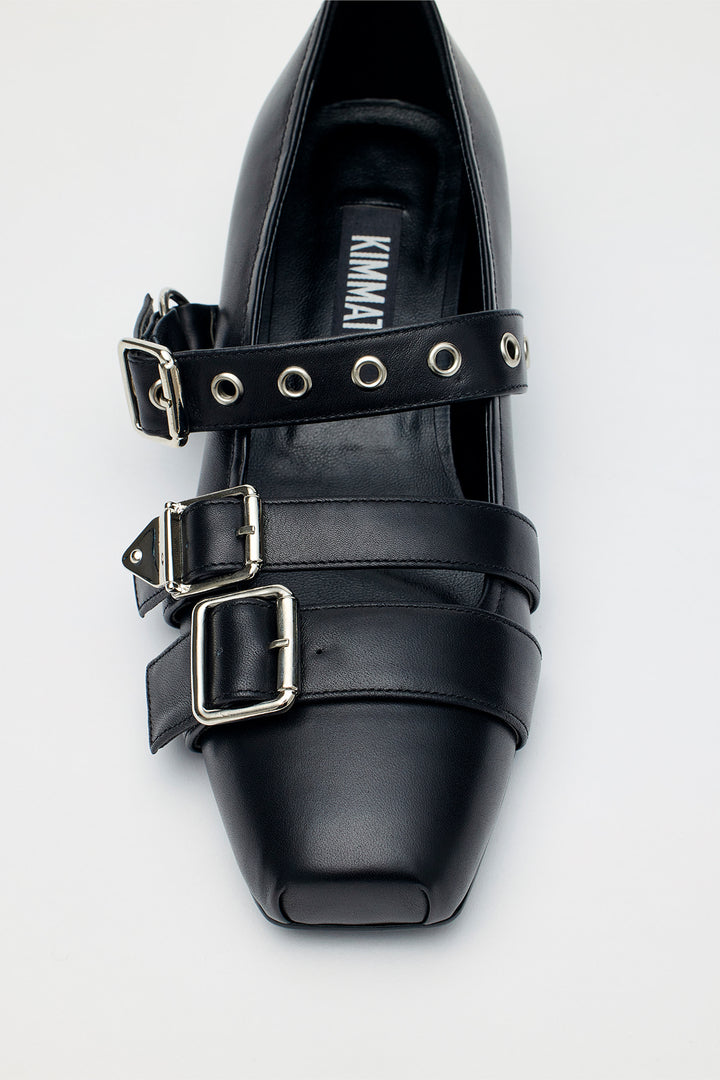 Matinkim Bold Strap Ballet Shoes IN Black