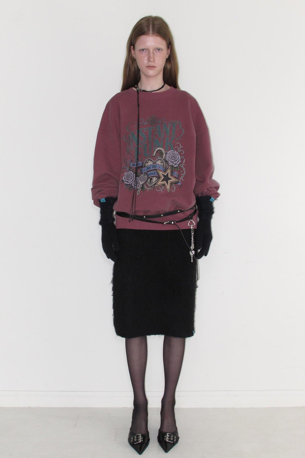 Instantfunk Washed Oversized Sweatshirt - Burgandy