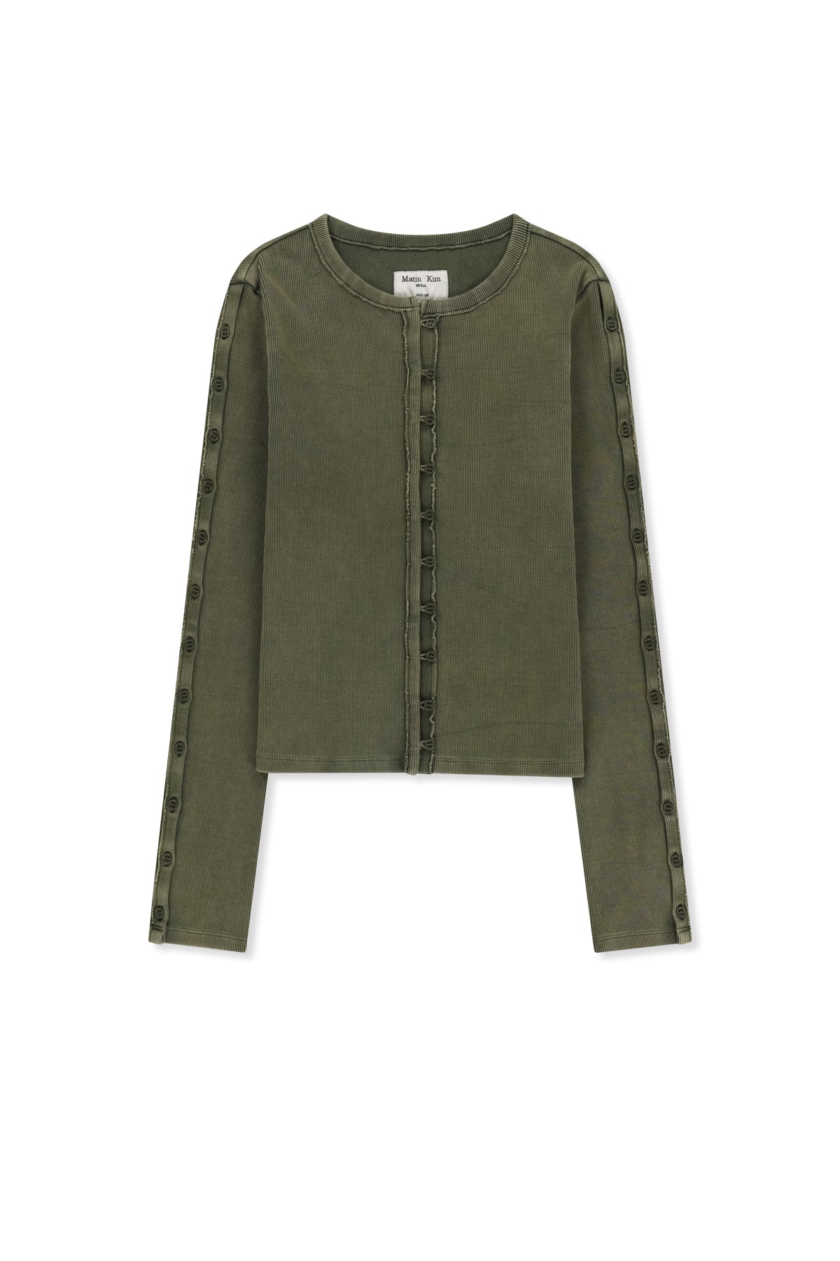 Matinkim Washed Rib Button Detail Top IN Khaki