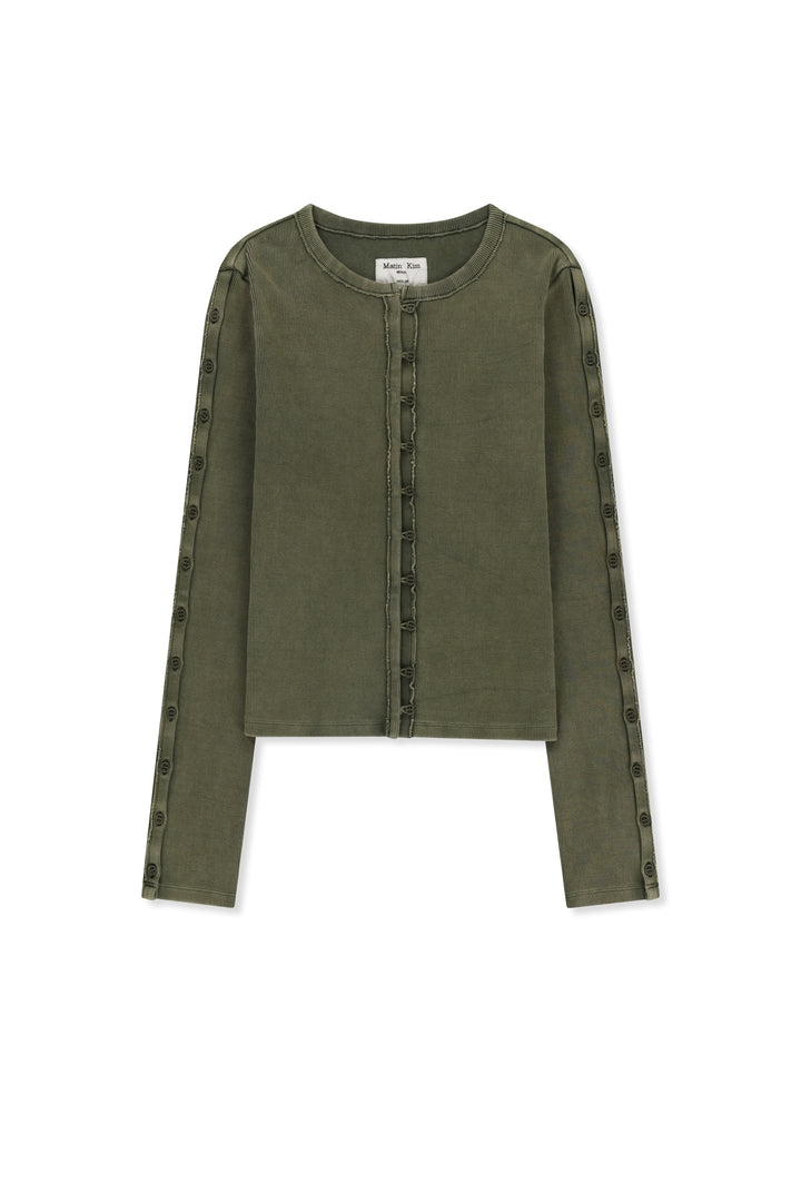 Matinkim Washed Rib Button Detail Top IN Khaki