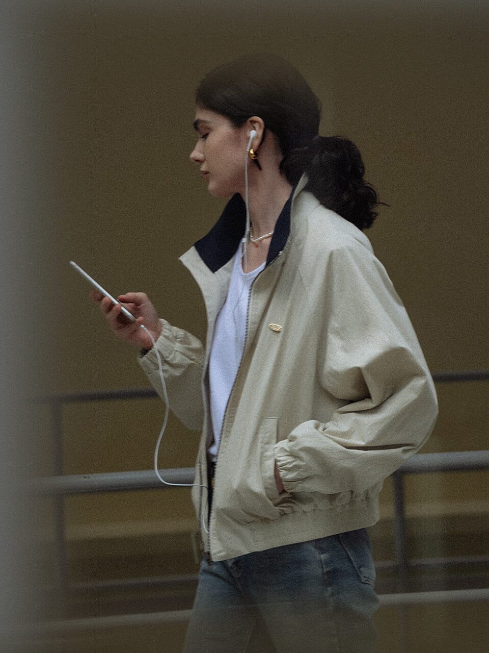 Tillidie High neck bomber jumper Beige