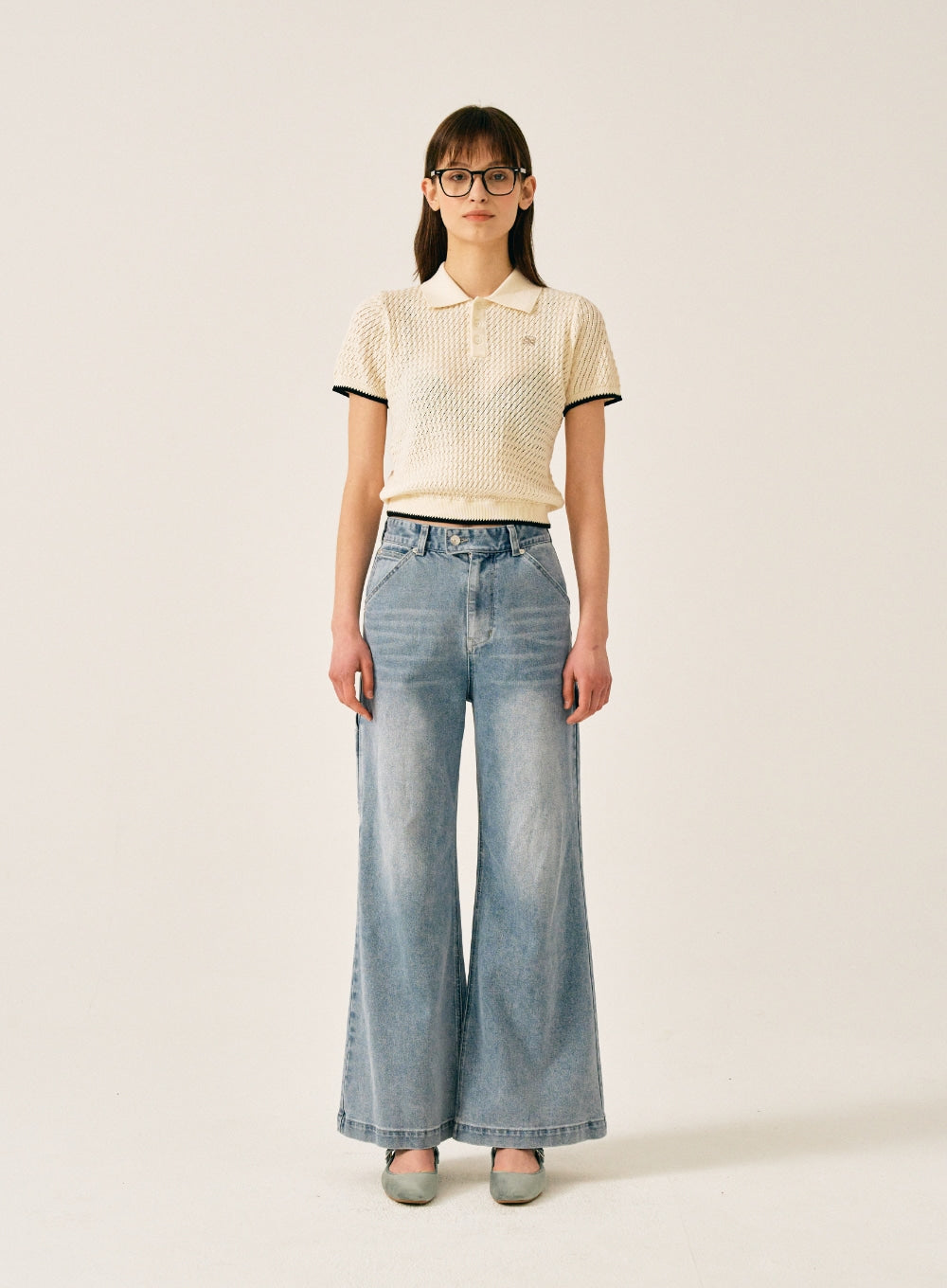 [satur] (W) Keller Highwaist Carpenter Denim Pants - Light Blue