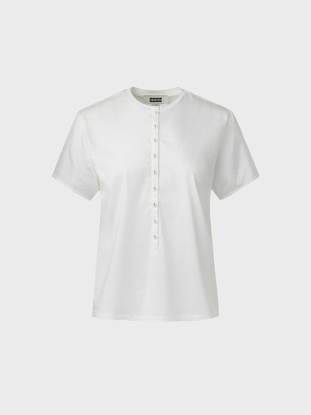 EENK Button-Up Round Neck T-shirt - Ivory