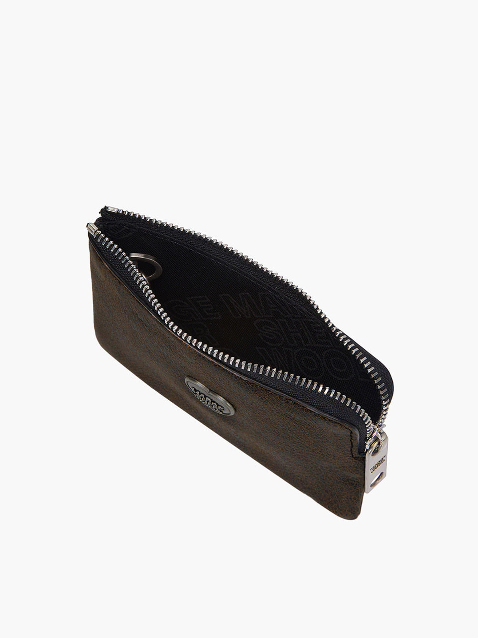 Margesherwood Heart Zipper Wallet Silver Logo brown+black two-tone cracked