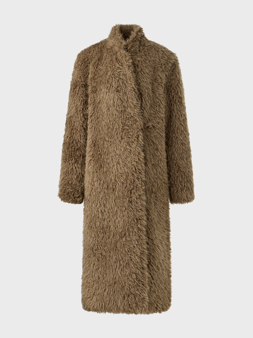 EENK Oversized Faux Fur Long Coat - Camel
