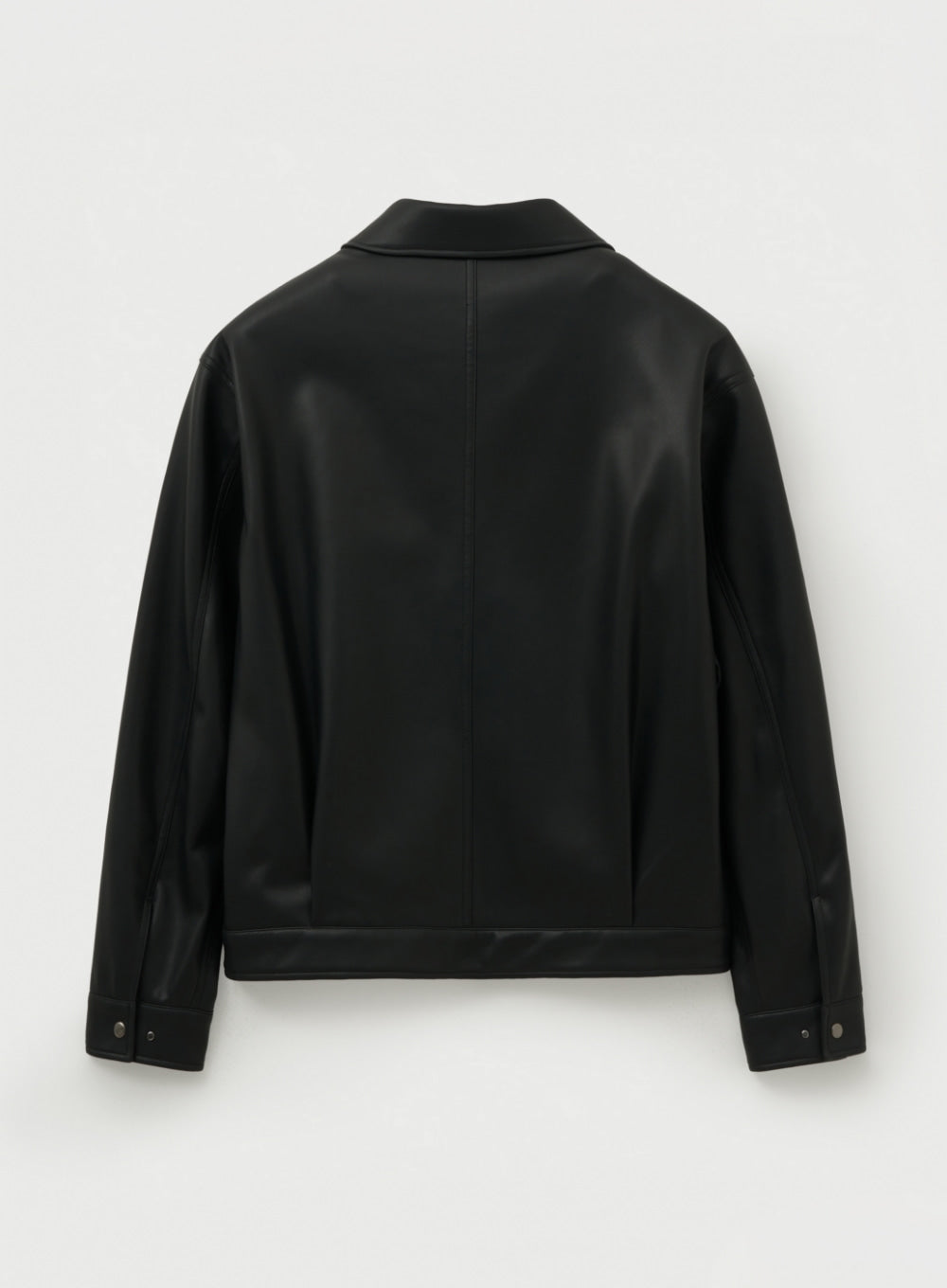 [satur] Teo Synthetic Leather Collar Jacket - Black