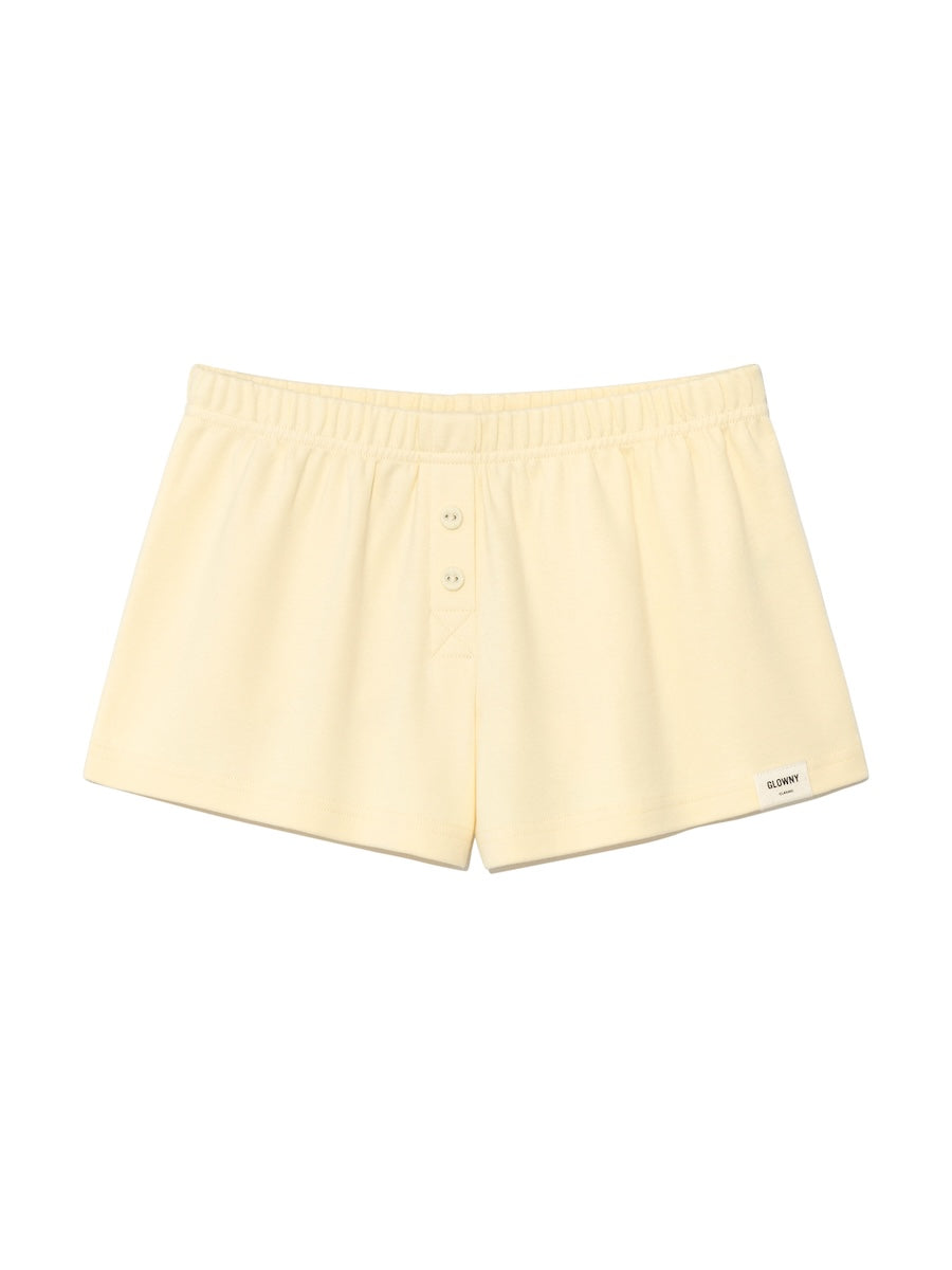 GLOWNY Button Fly Mini Shorts (Butter)
