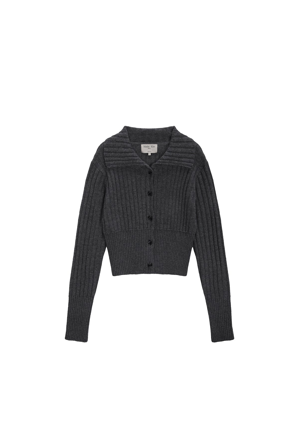 Matinkim Semi Crop Knit Button Cardigan IN Grey