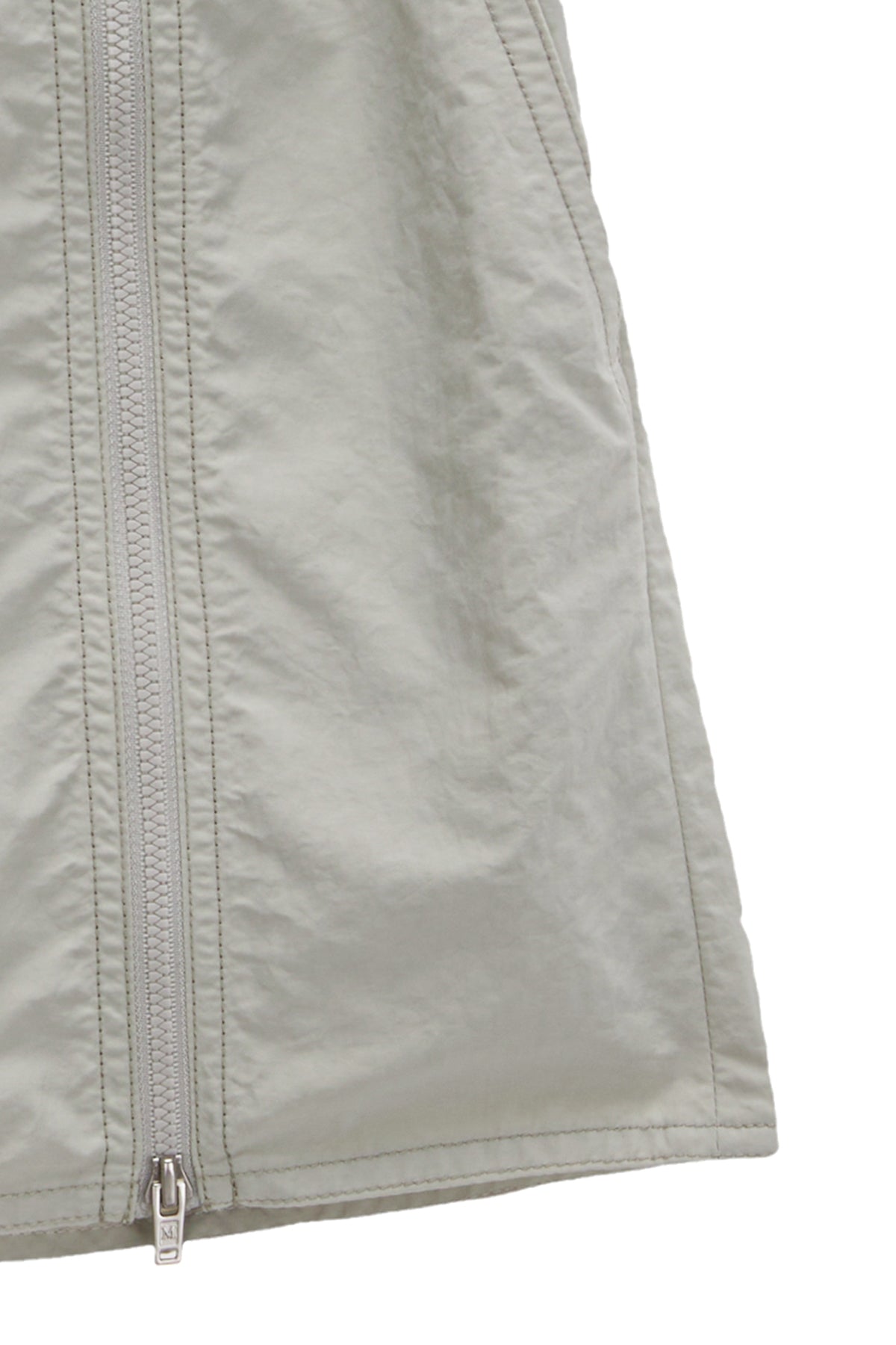 [matinkim] DOUBLE ZIPPER POINT BANDING MINI SKIRT IN BEIGE