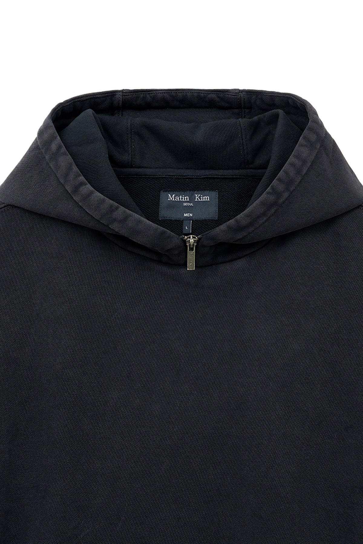 [matinkim] ZIPPER POINT WASHED HOODY FOR MEN IN CHARCOAL
