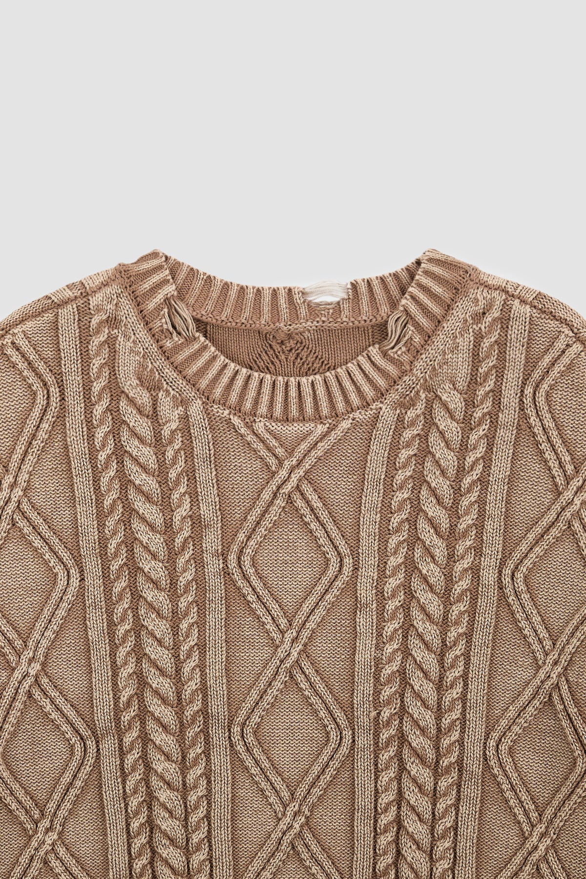 Matinkim Washed Cable Pullover IN Beige