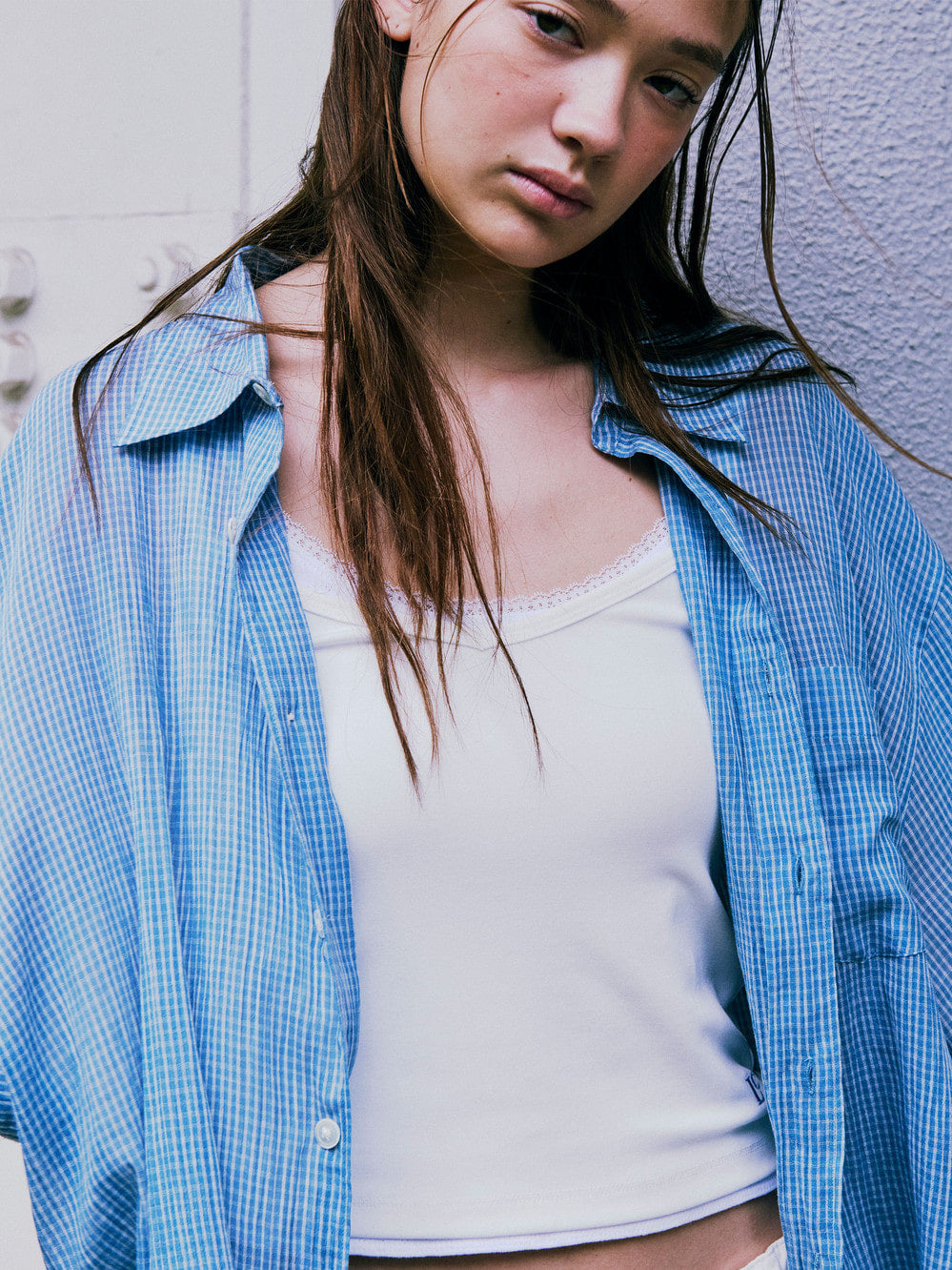 Low Classic Oversized Lc Pattern Shirt Blue Check