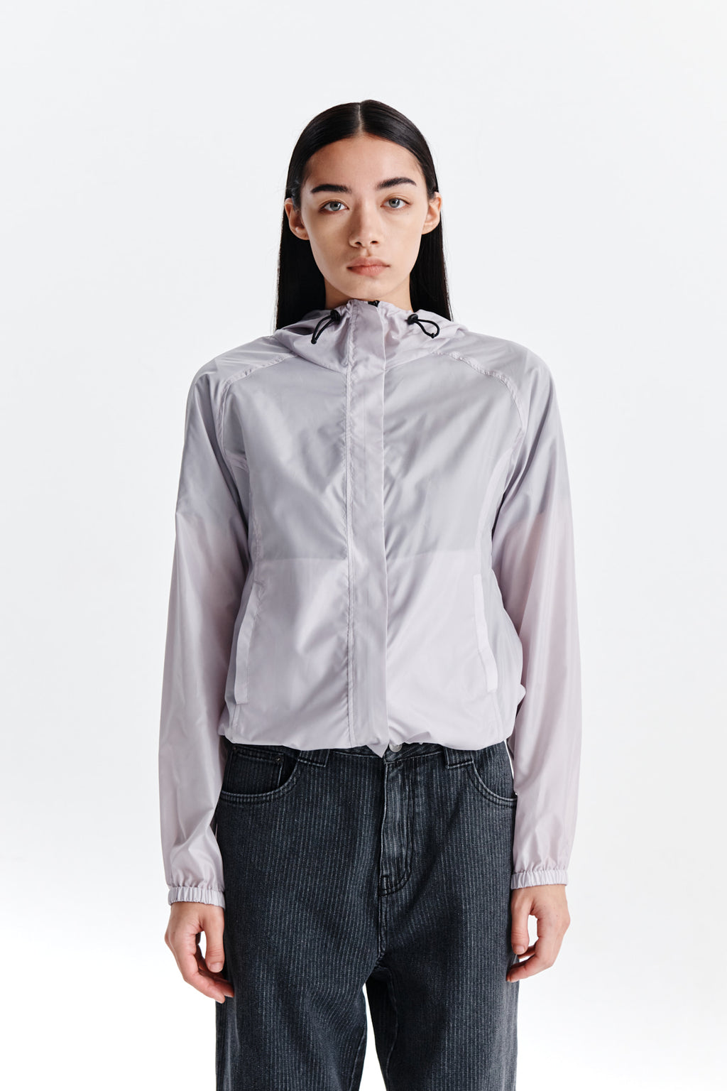 [matinkim] LIGHT HOODY WINDBREAKER FOR WOMEN IN LIGHT GREY