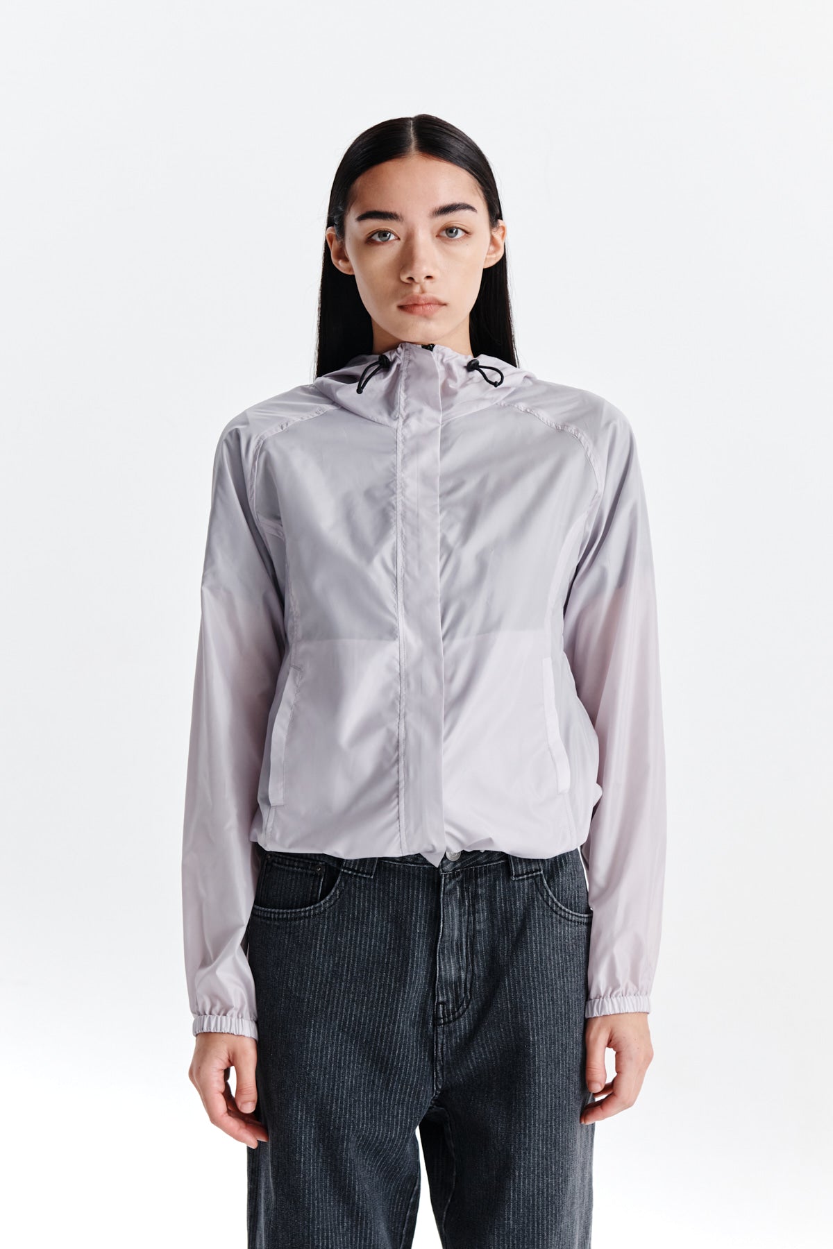 [matinkim] LIGHT HOODY WINDBREAKER FOR WOMEN IN LIGHT GREY