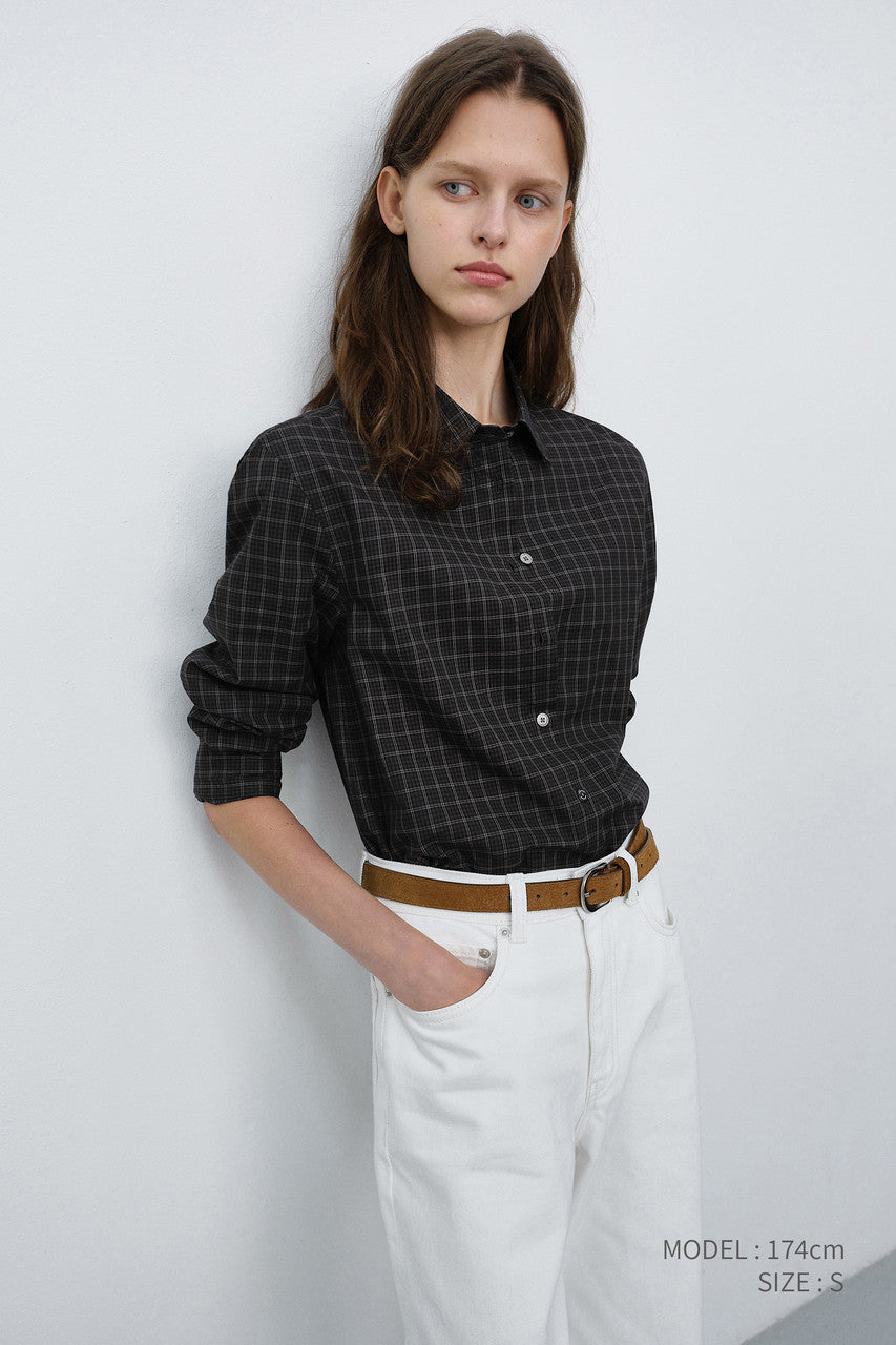 Dunst Essential Slim Checked Shirt Black
