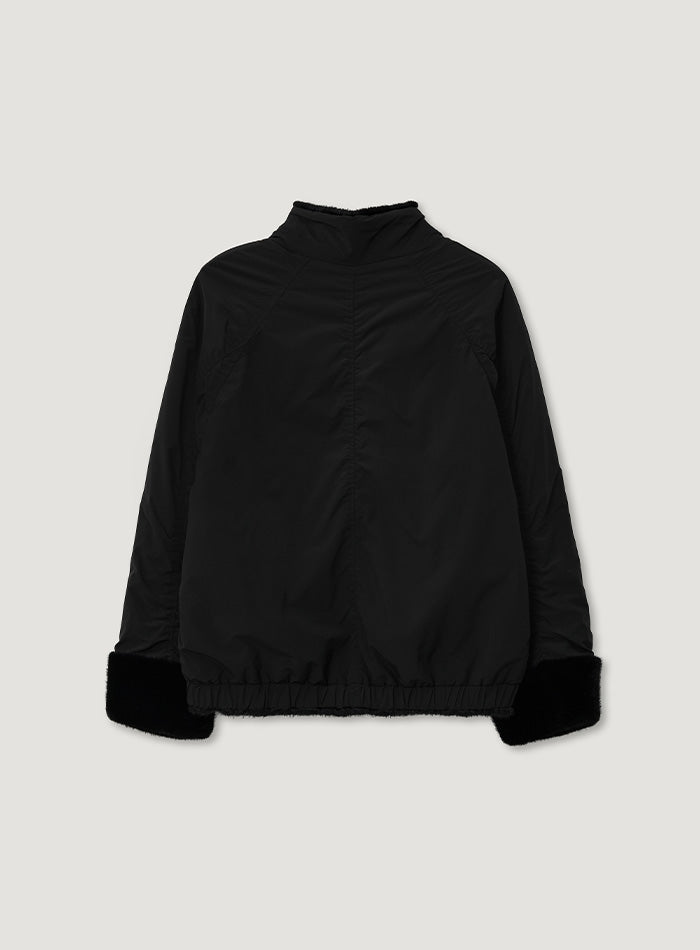 Mango Maniplease Lune Fur Reversible Bomber Black
