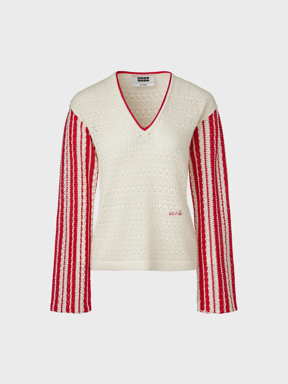 EENK Contrast V-Neck Pullover - Ivory