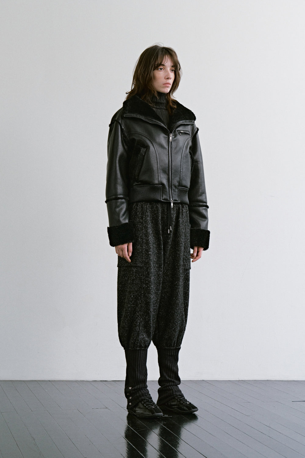 Treemingbird High-Neck Shearling Jumper Black