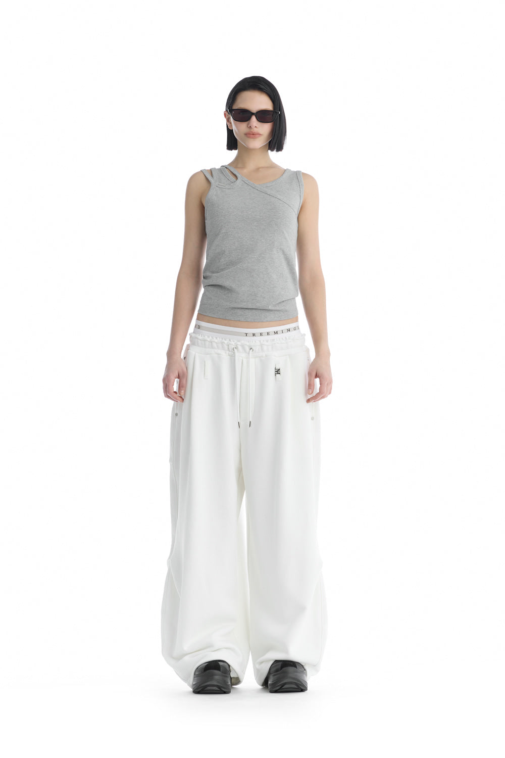 Treemingbird Double Strap Jersey Sleeveless Top Melange Gray