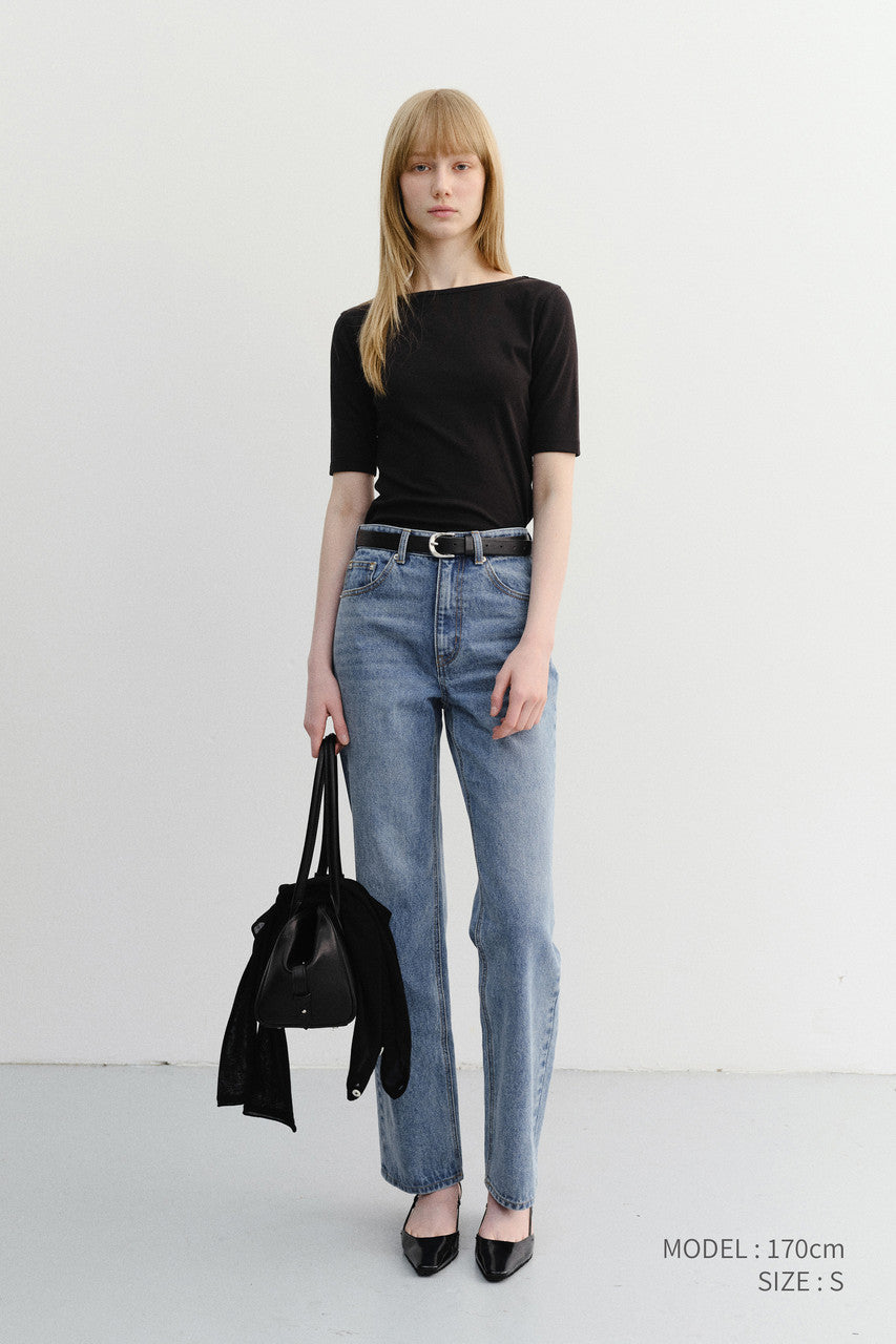 Dunst Essential Boat Neck T-Shirt Black