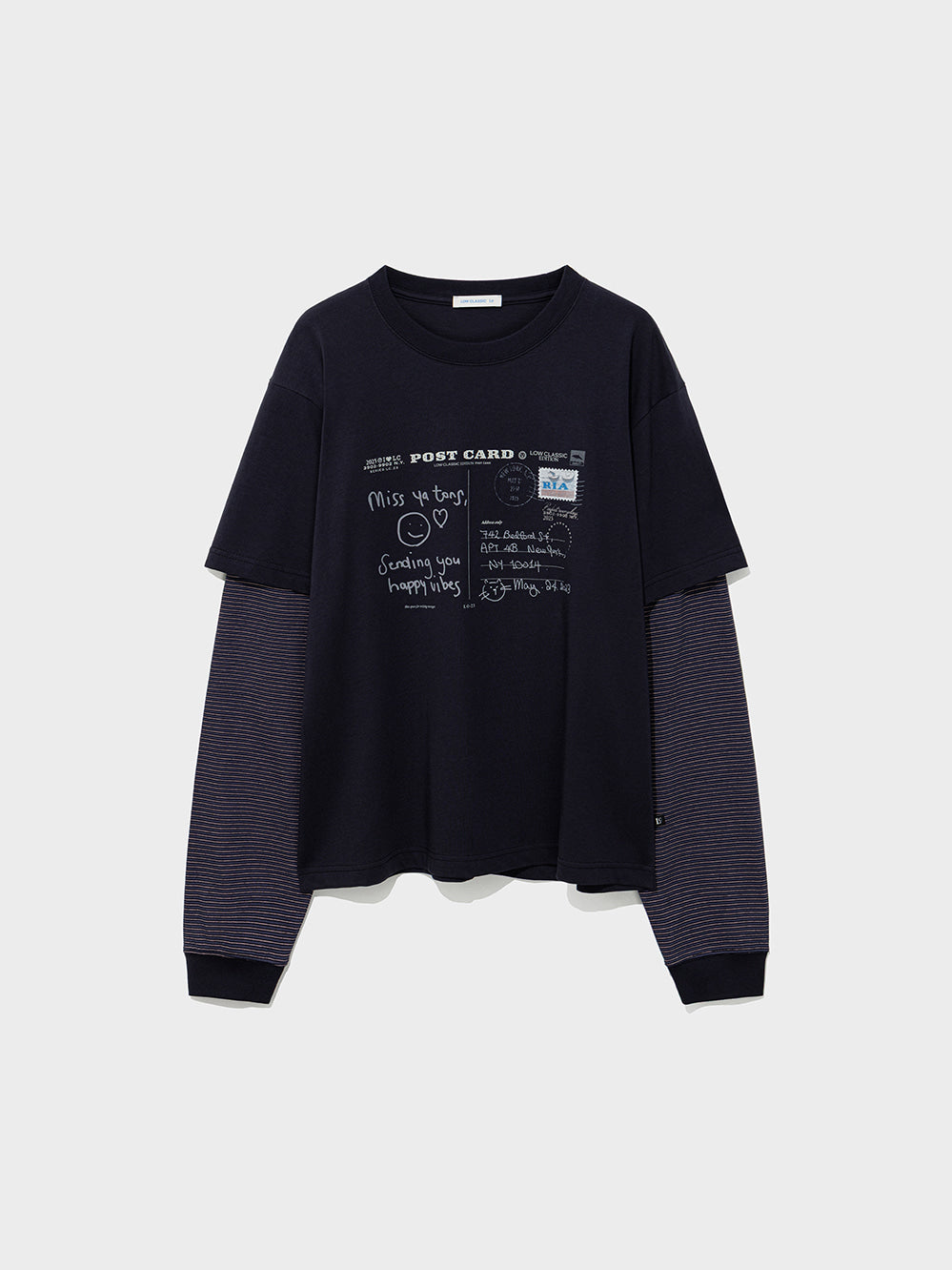 Low Classic Postcard Layered Tee Navy