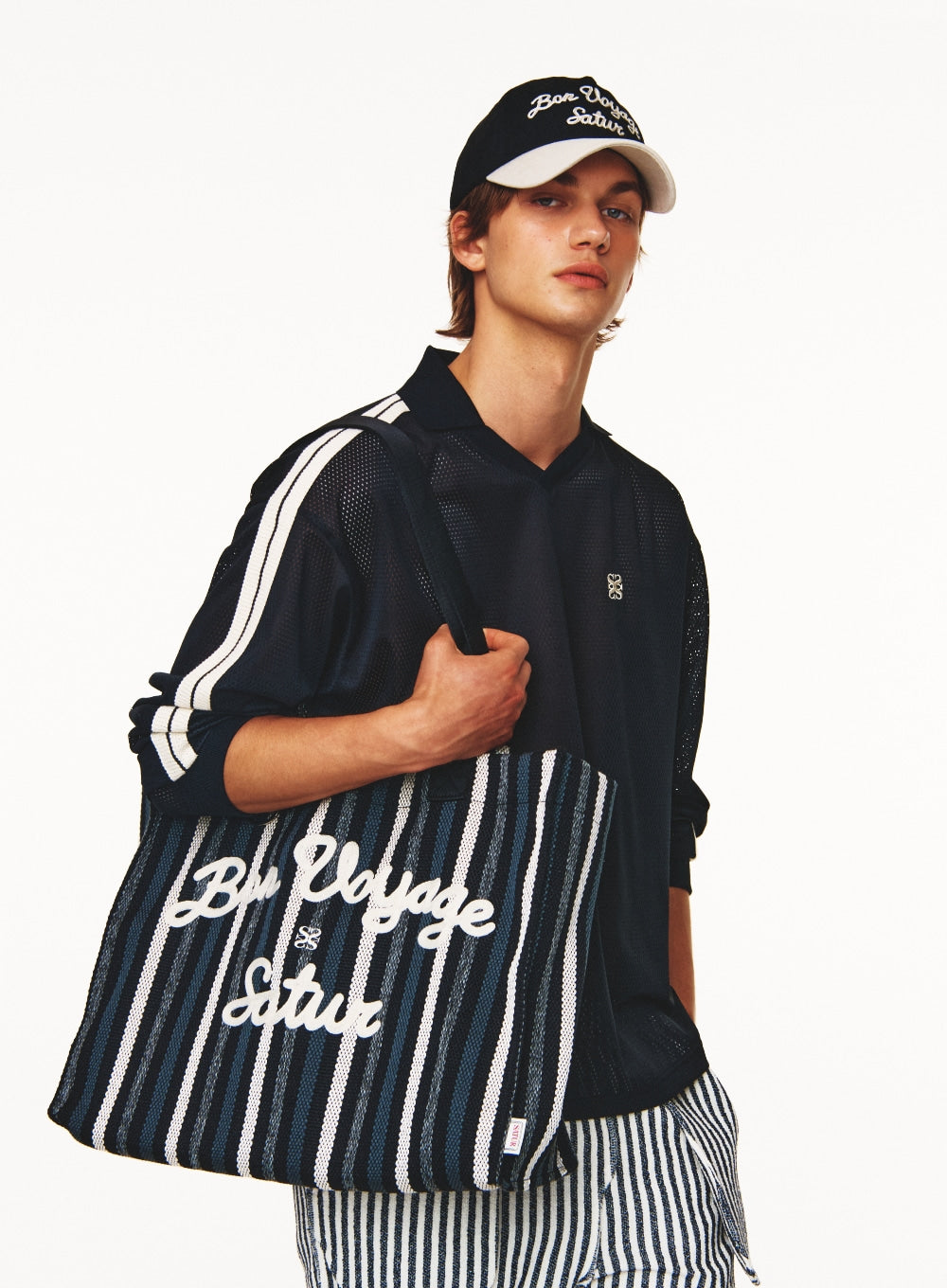 [satur] Bon Voyage Over Size Beach Bag - Black