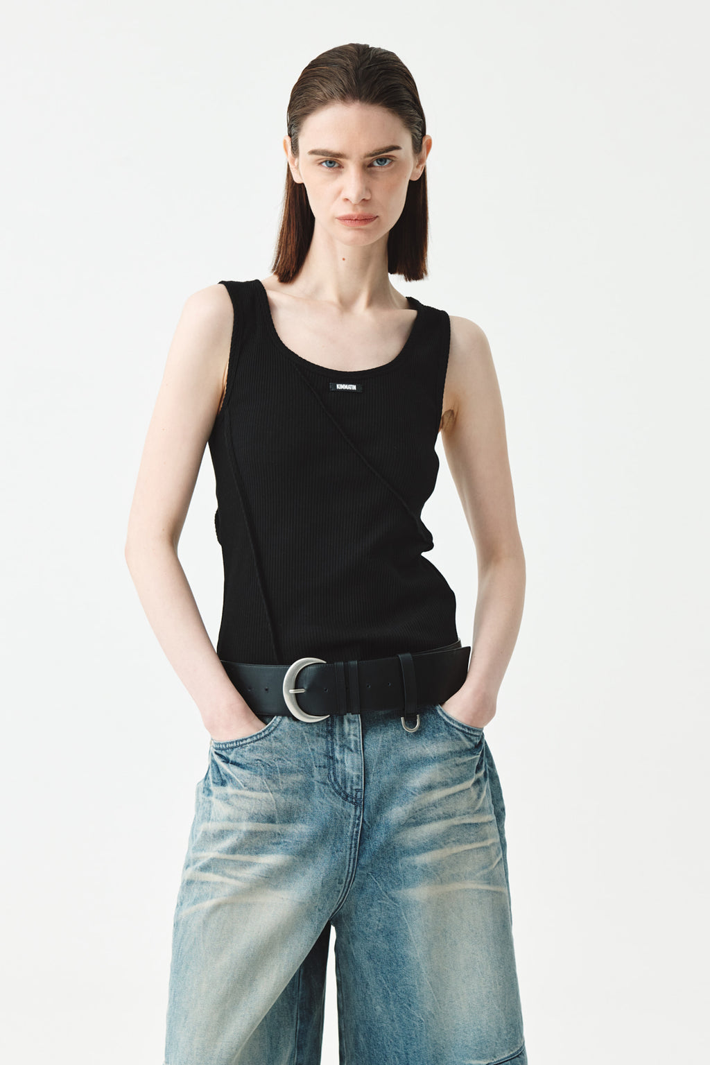 Matinkim Matin Kim Ribbed Slim Sleeveless IN Black