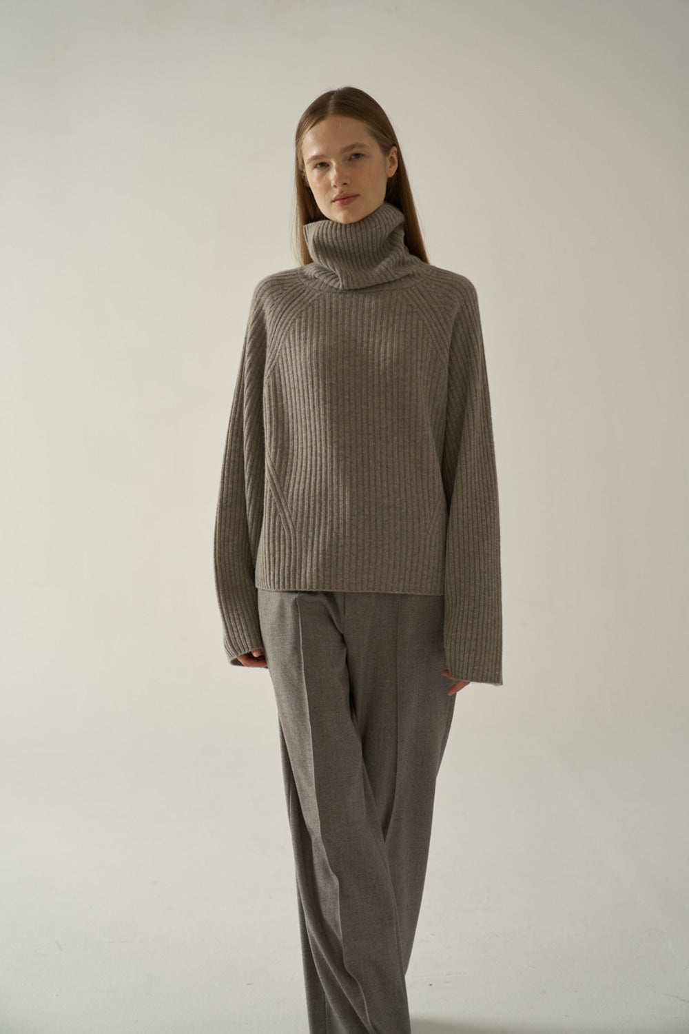 Facade Pattern Cashmere Turtleneck Knitwear ash grey