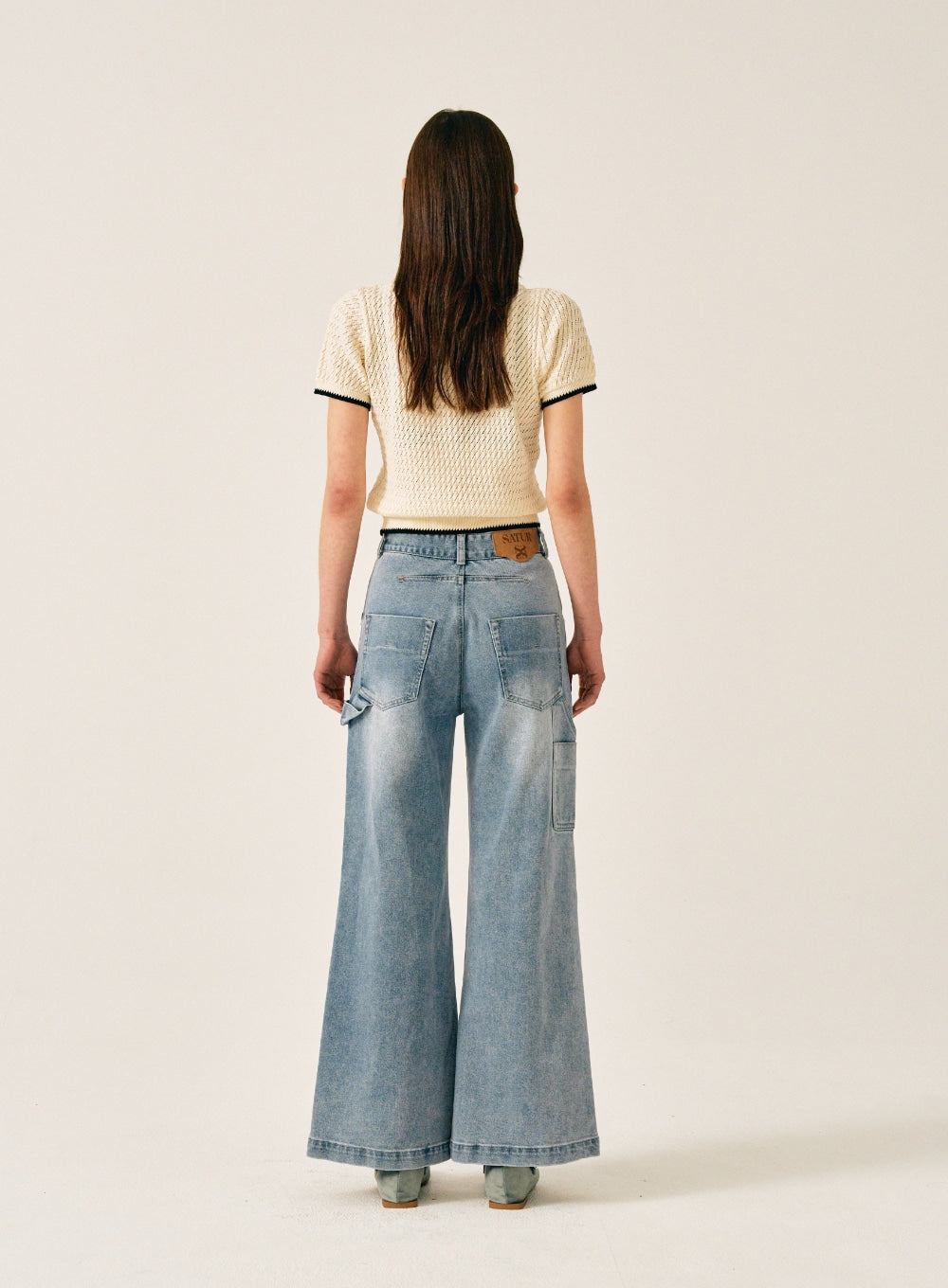 [satur] (W) Keller Highwaist Carpenter Denim Pants - Light Blue