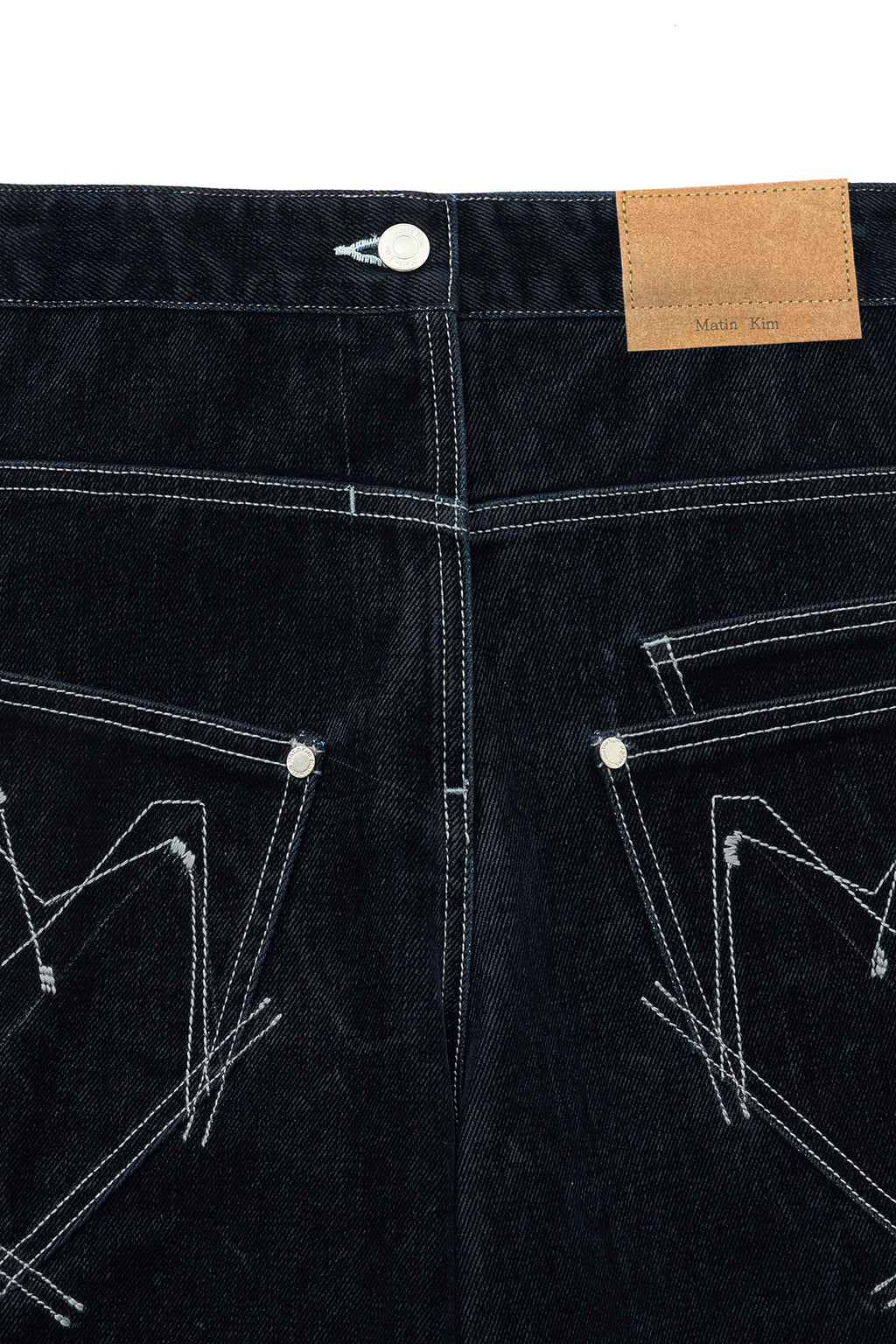 [matinkim] REVERSE VELVET WIDE DENIM PANTS IN NAVY