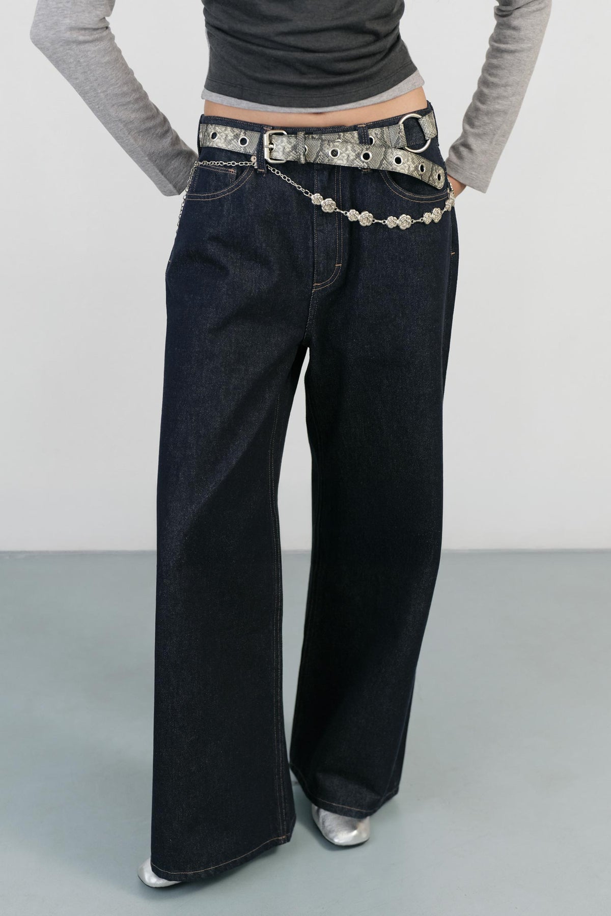 Instantfunk Low Rise Buckle Denim - Indigo