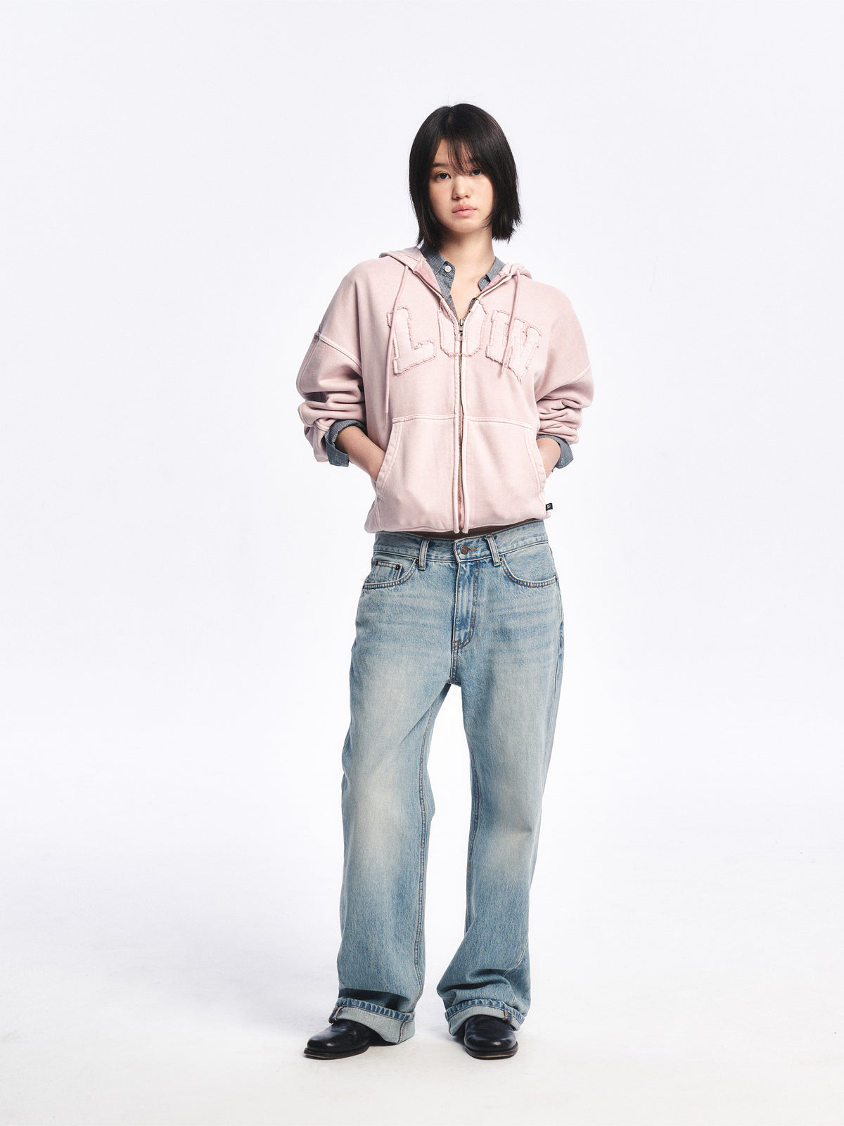 Low Classic Low Washed Zip-Up Hoodie Soft Pink