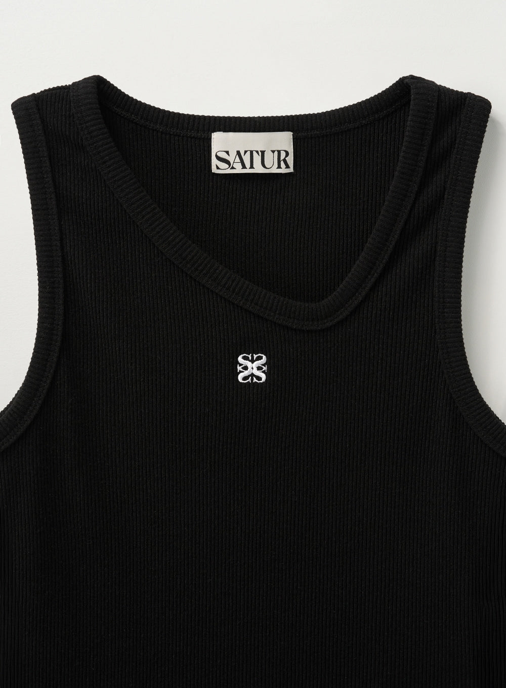 [satur] (W) Unbalance Neck Line Layered Sleeveless Top - Resort Black