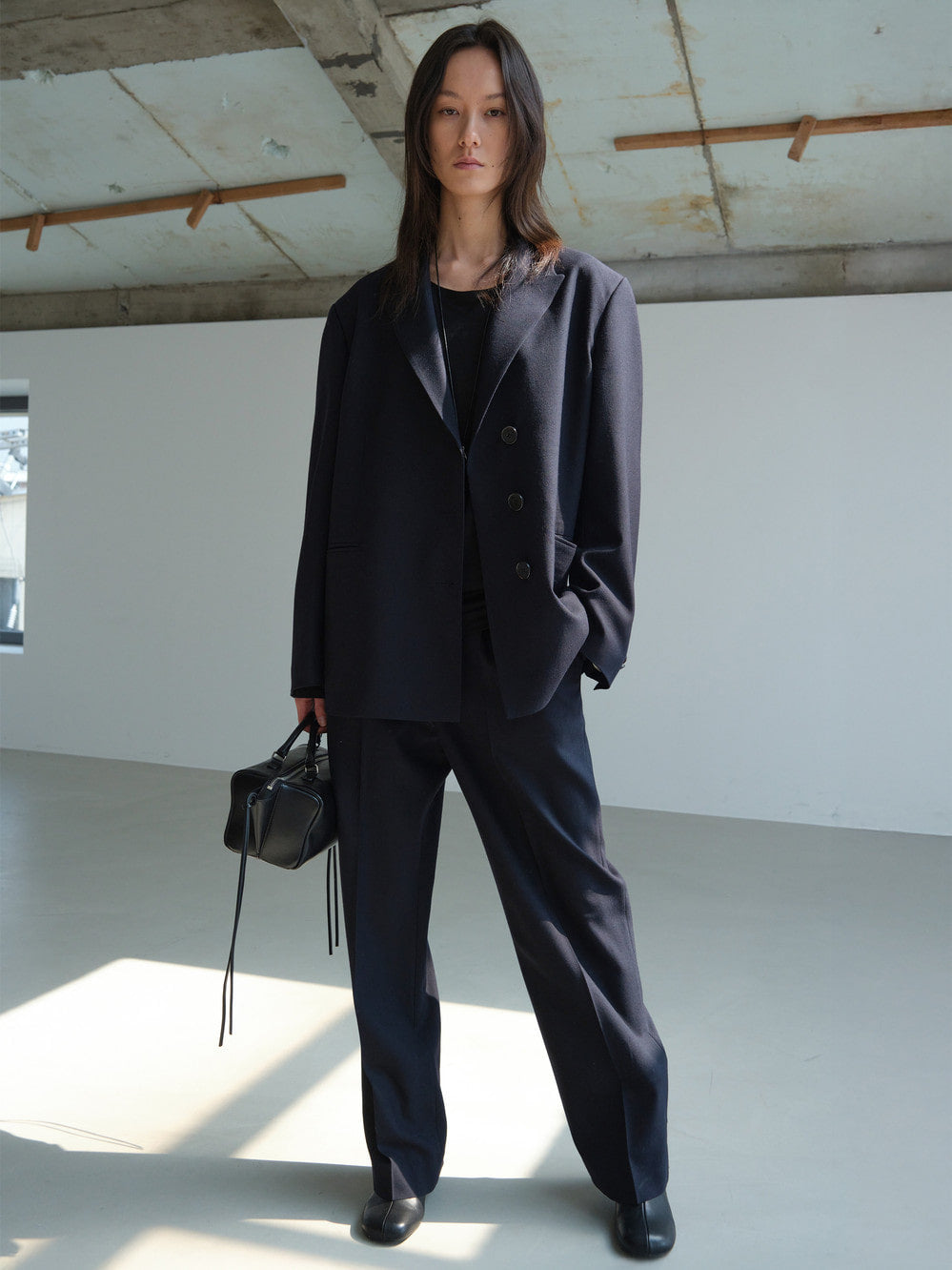 Low Classic Wool Suit Trousers Navy