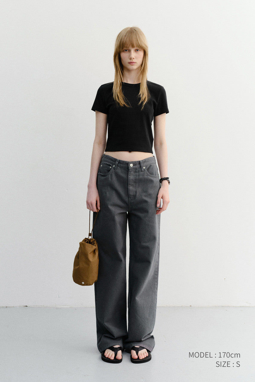Dunst Cropped Slim Top Black