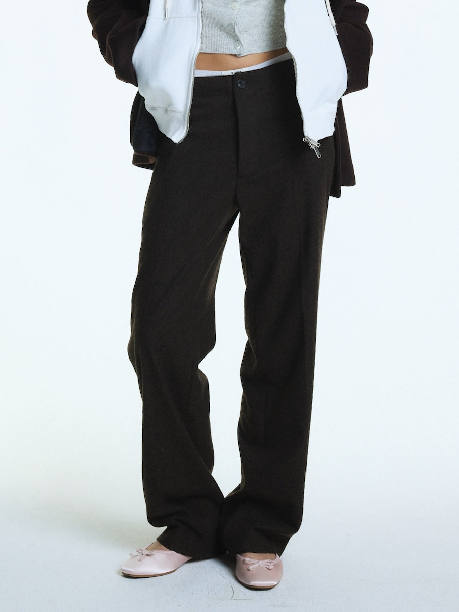 GLOWNY G Straight Wool Pants (Brown)