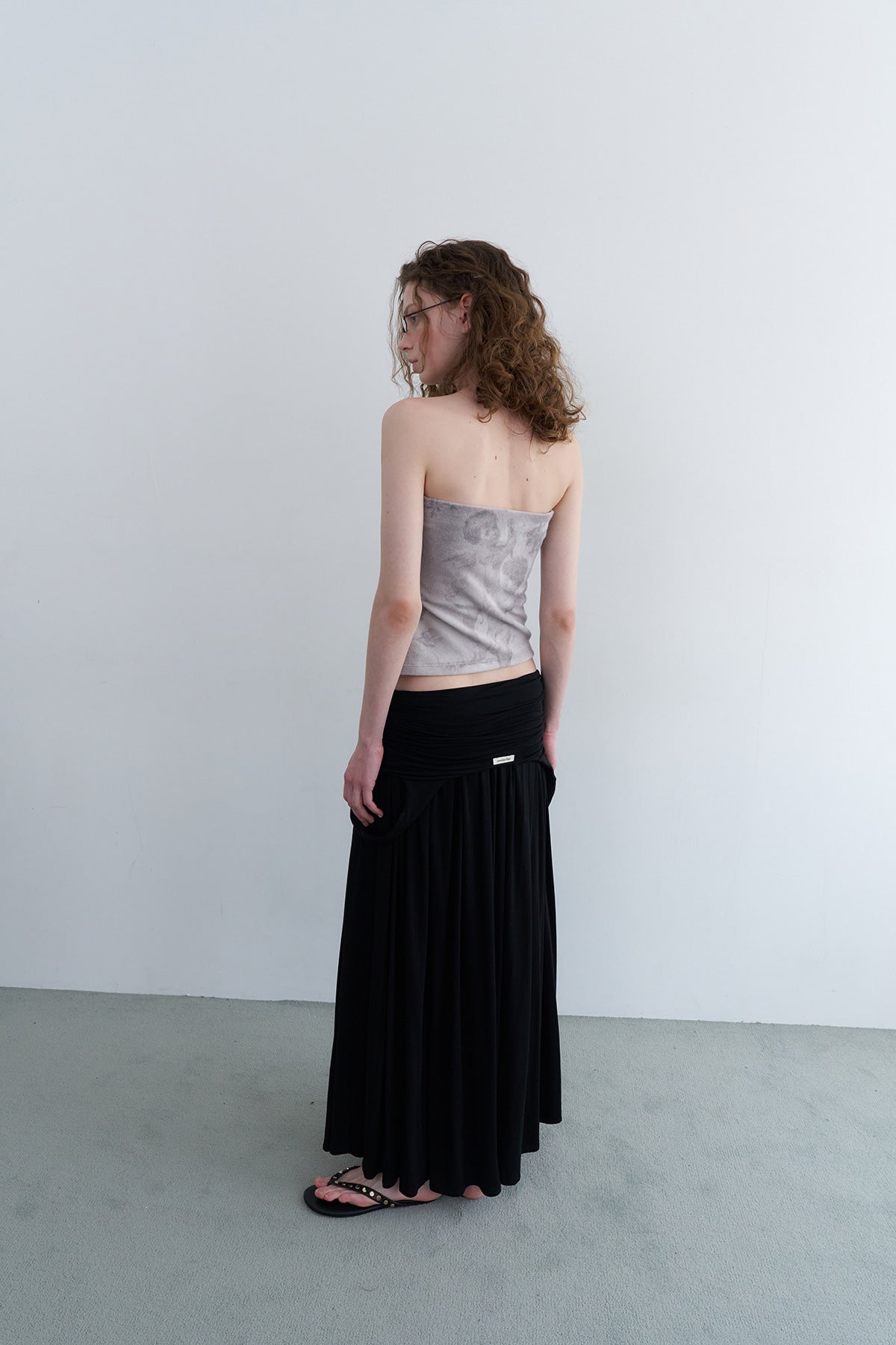 Overdueflair Draped Turn Over Skirt Black